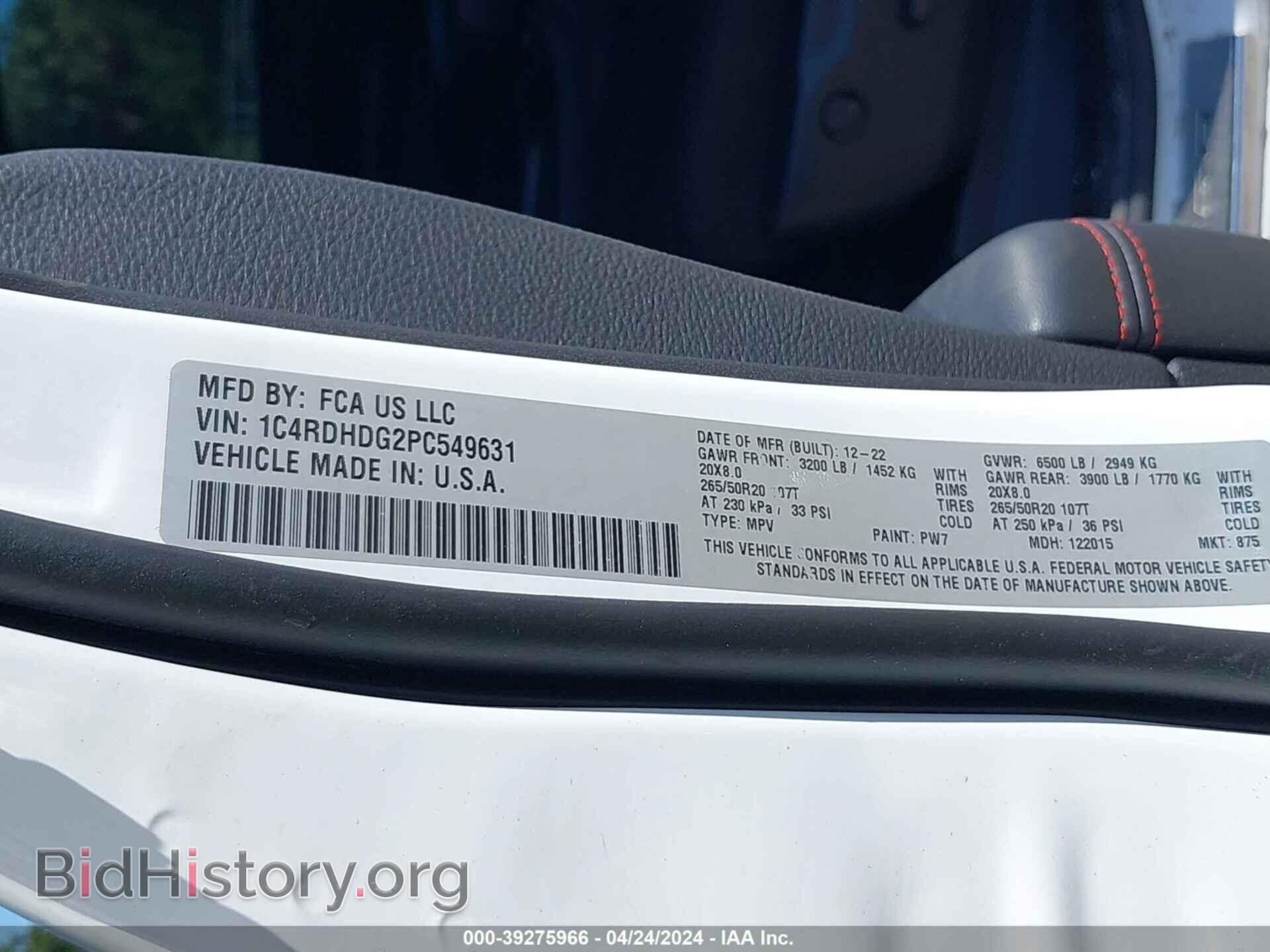 2023 DODGE DURANGO - VIN: 1C4RDHDG2PC549631 - Фото 9
