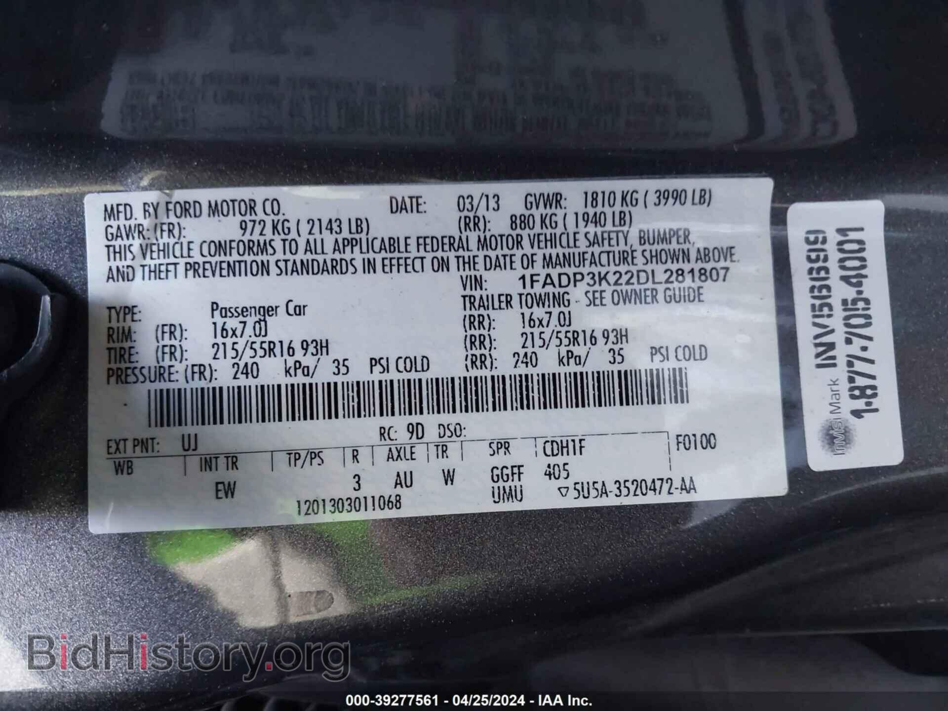 2013 FORD FOCUS - VIN: 1FADP3K22DL281807 - Photo 9