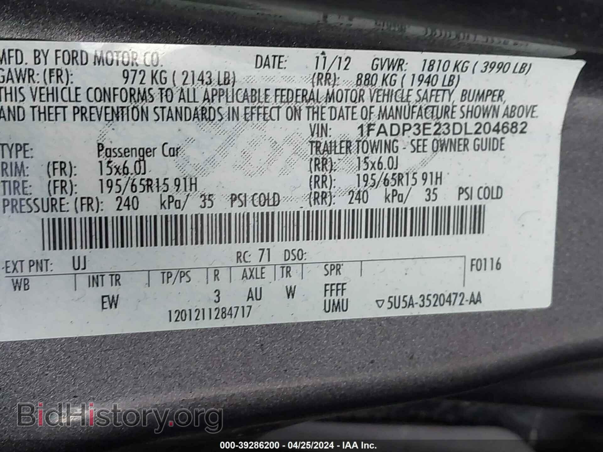 2013 FORD FOCUS - VIN: 1FADP3E23DL204682 - Фото 9