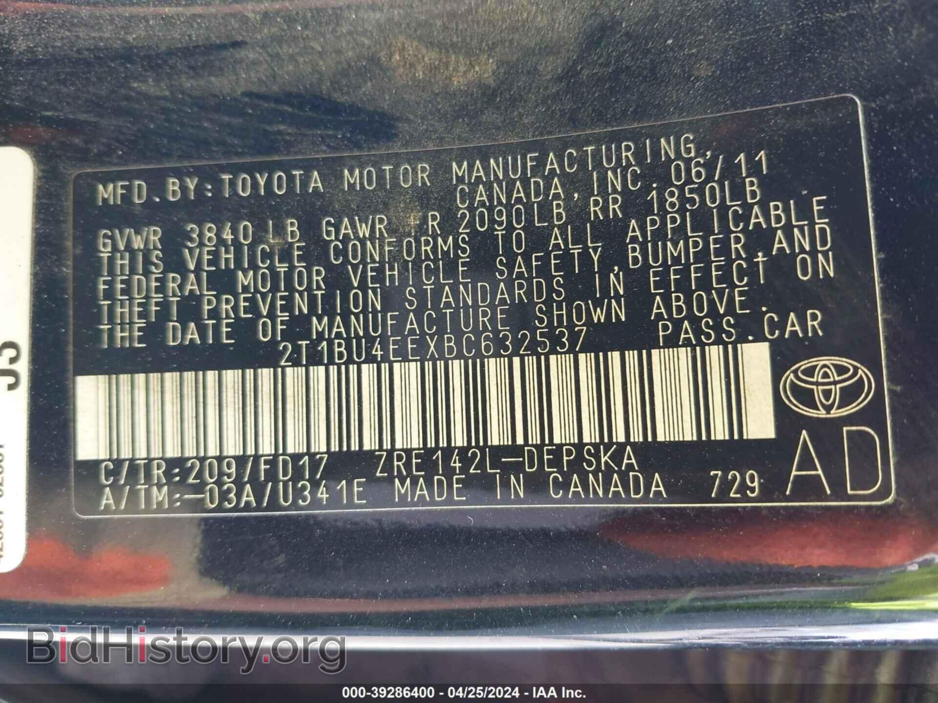 2011 TOYOTA COROLLA - VIN: 2T1BU4EEXBC632537 - Photo 9