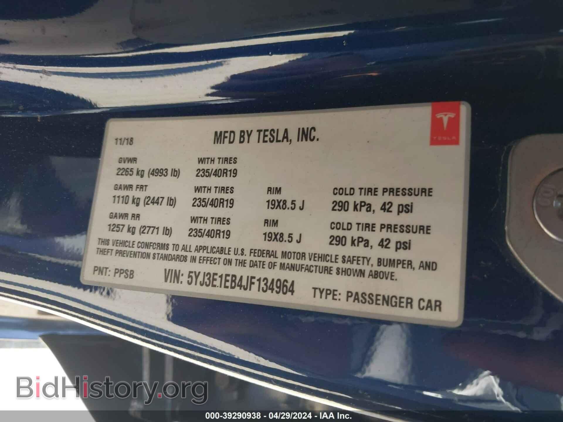 2018 TESLA MODEL 3 - VIN: 5YJ3E1EB4JF134964 - Photo 9