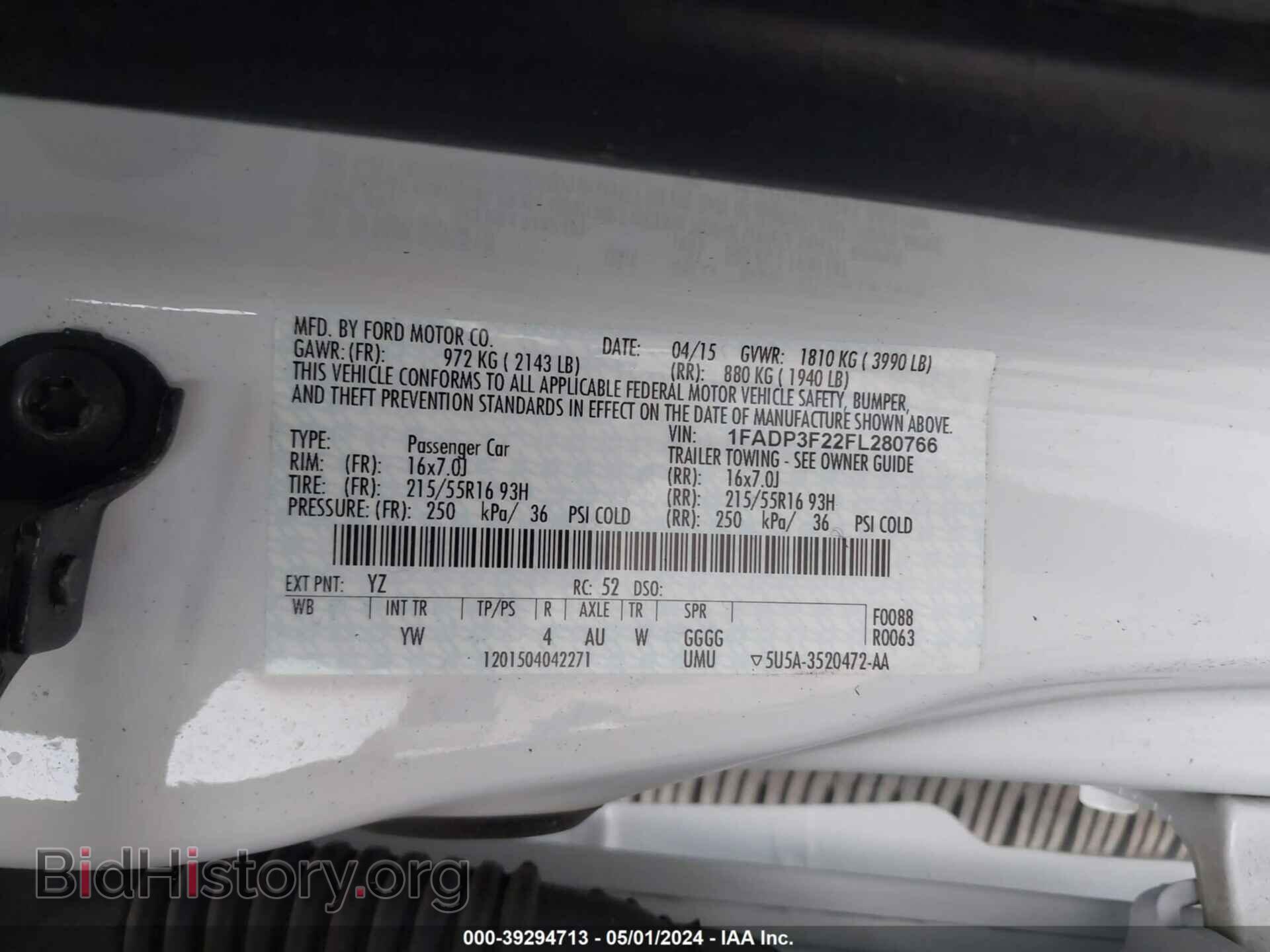 2015 FORD FOCUS - VIN: 1FADP3F22FL280766 - Фото 9