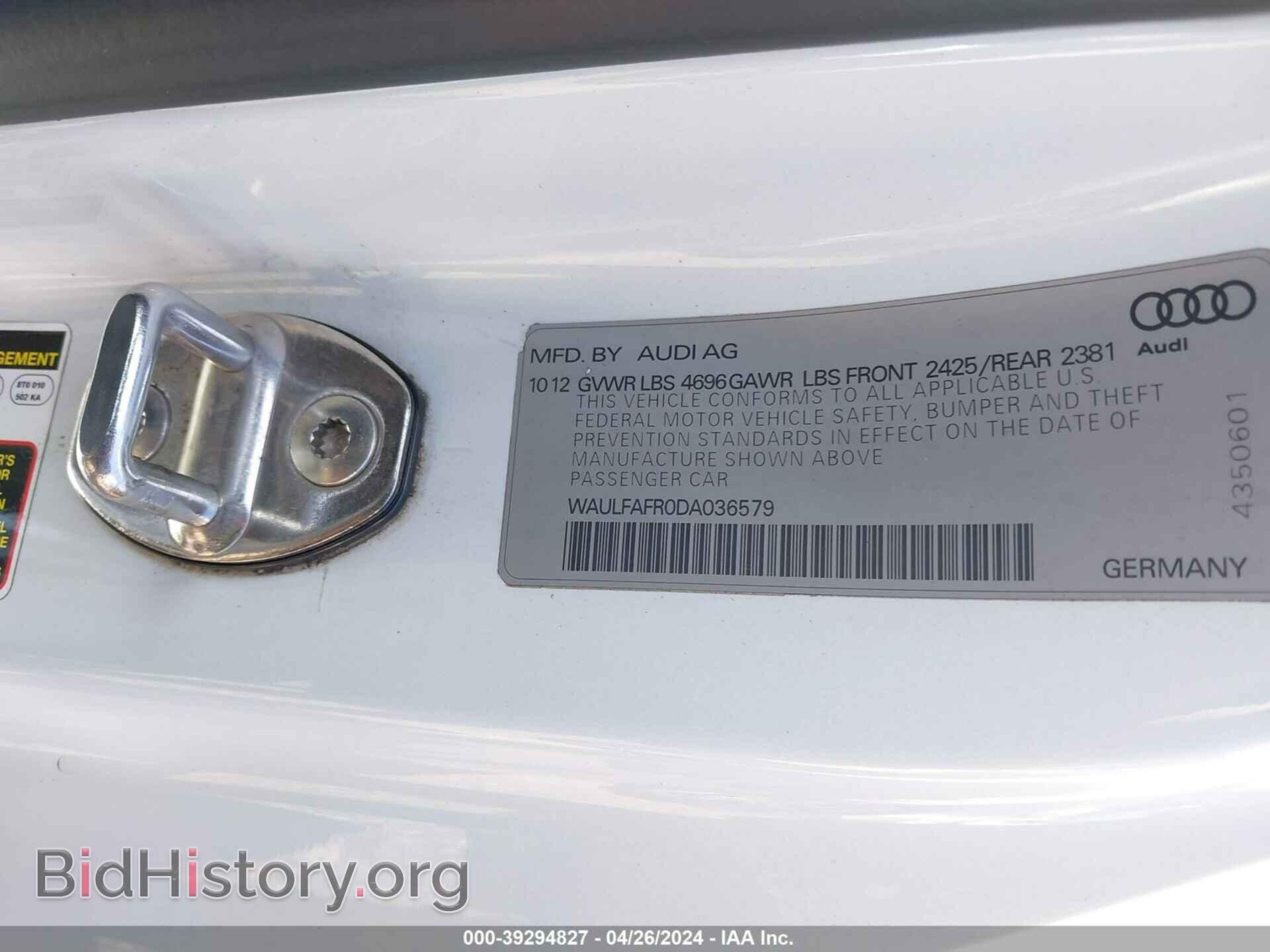 2013 AUDI A5 - VIN: WAULFAFR0DA036579 - Фото 9