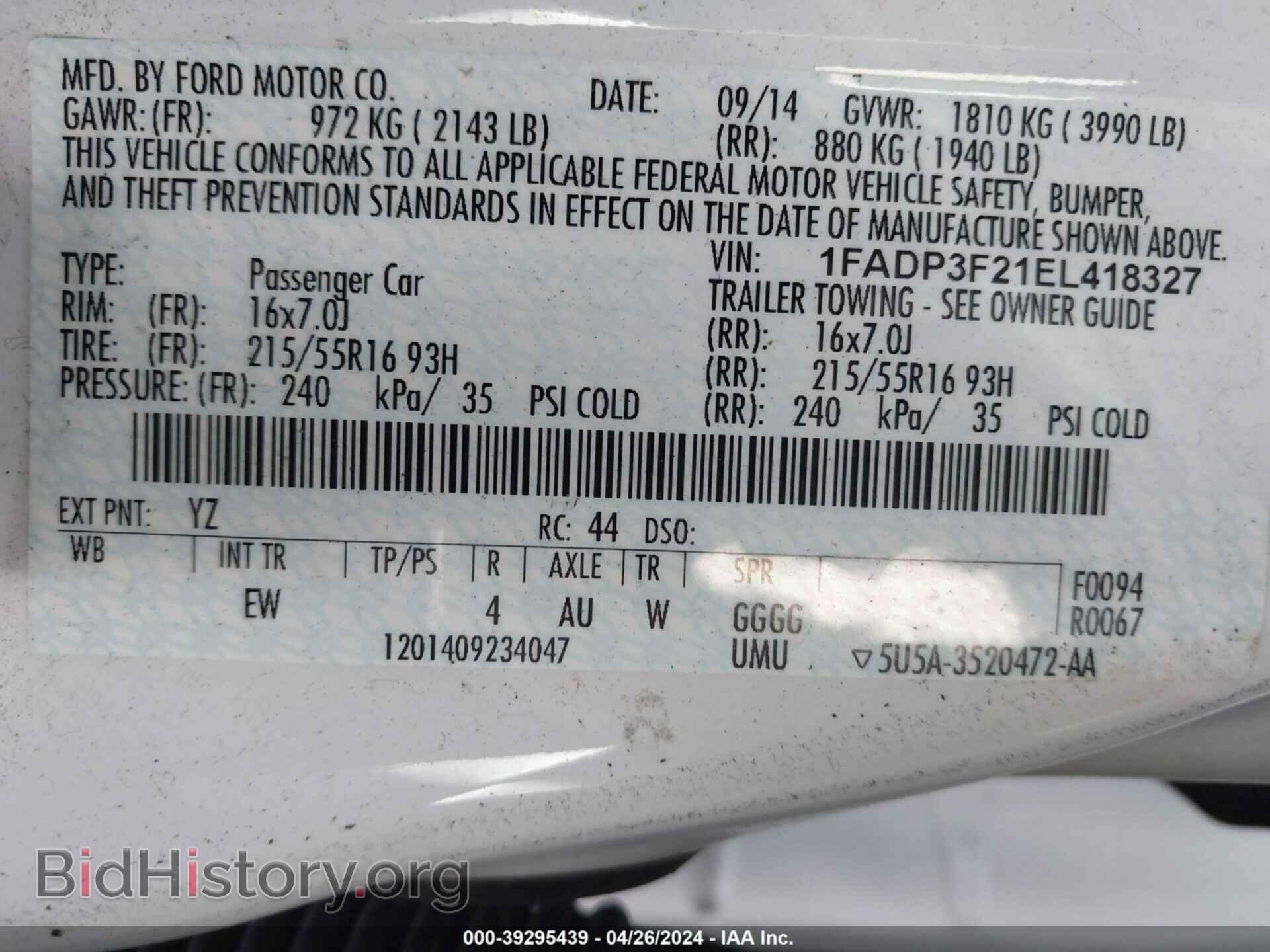 2014 FORD FOCUS - VIN: 1FADP3F21EL418327 - Фото 9