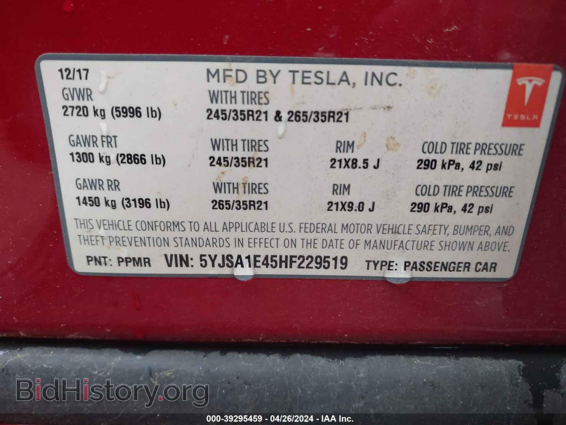 2017 TESLA MODEL S - VIN: 5YJSA1E45HF229519 - Photo 9