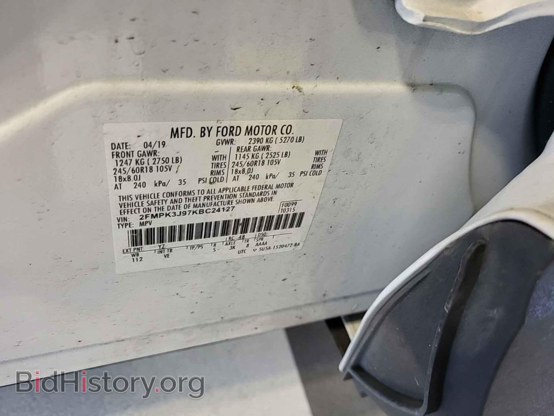 Photo 2FMPK3J97KBC24127 - FORD EDGE 2019