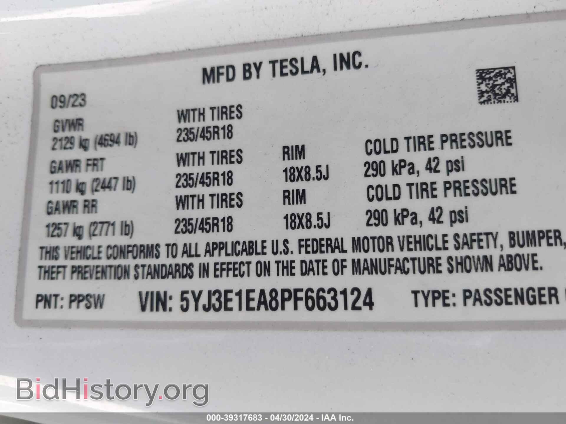 2023 TESLA MODEL 3 - VIN: 5YJ3E1EA8PF663124 - Фото 9