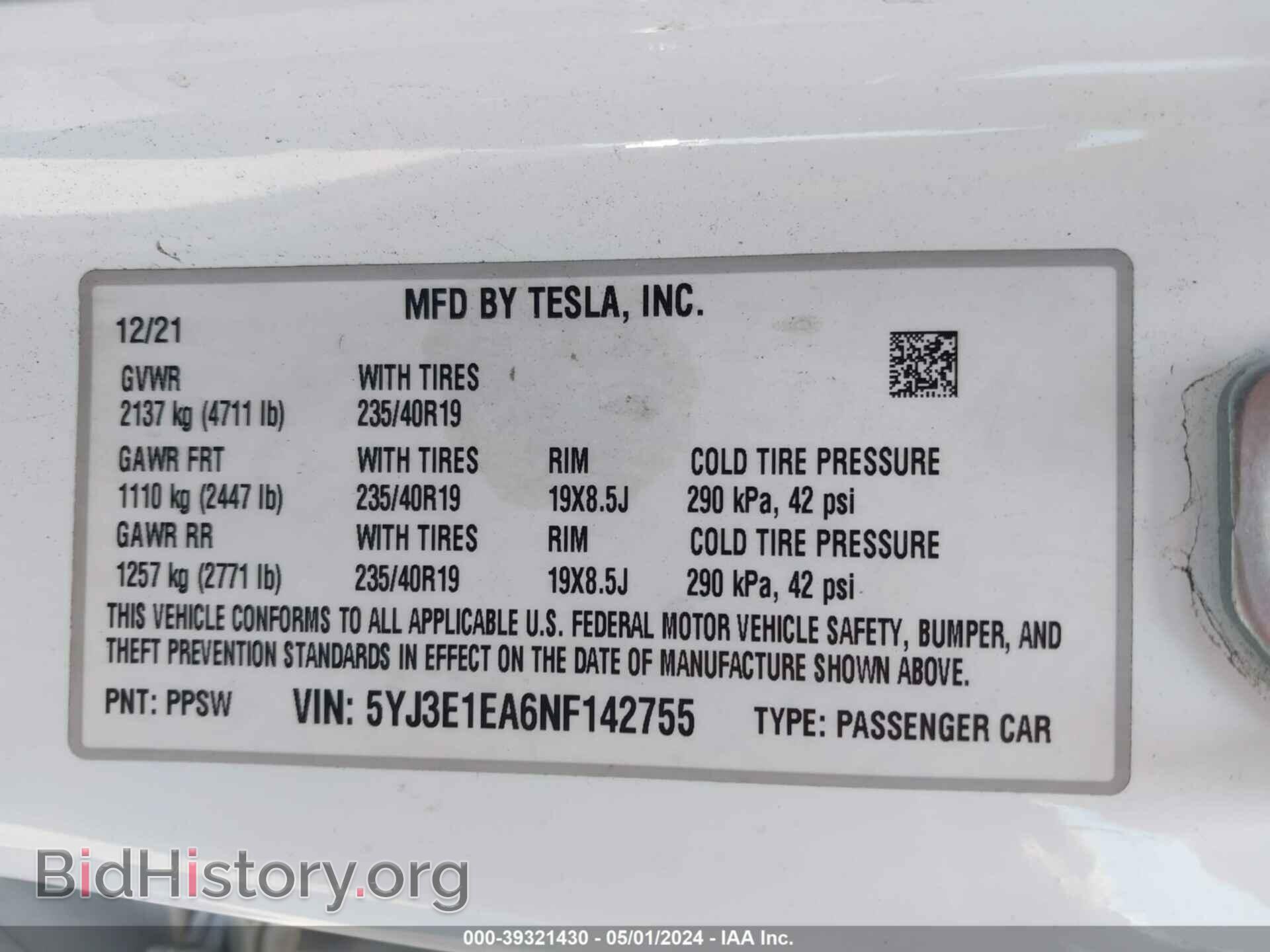 2022 TESLA MODEL 3 - VIN: 5YJ3E1EA6NF142755 - Фото 9