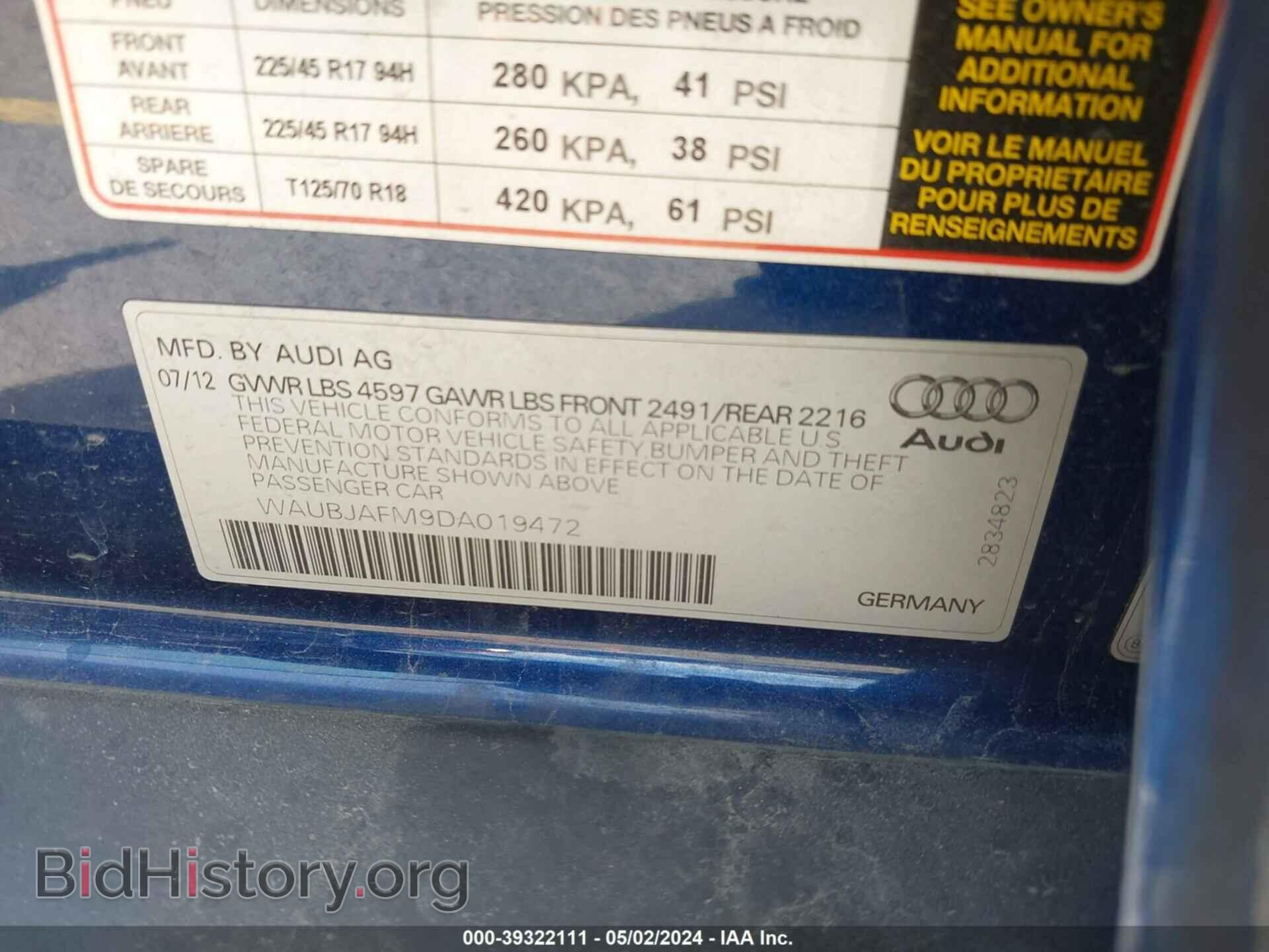 2013 AUDI A3 - VIN: WAUBJAFM9DA019472 - Фото 9