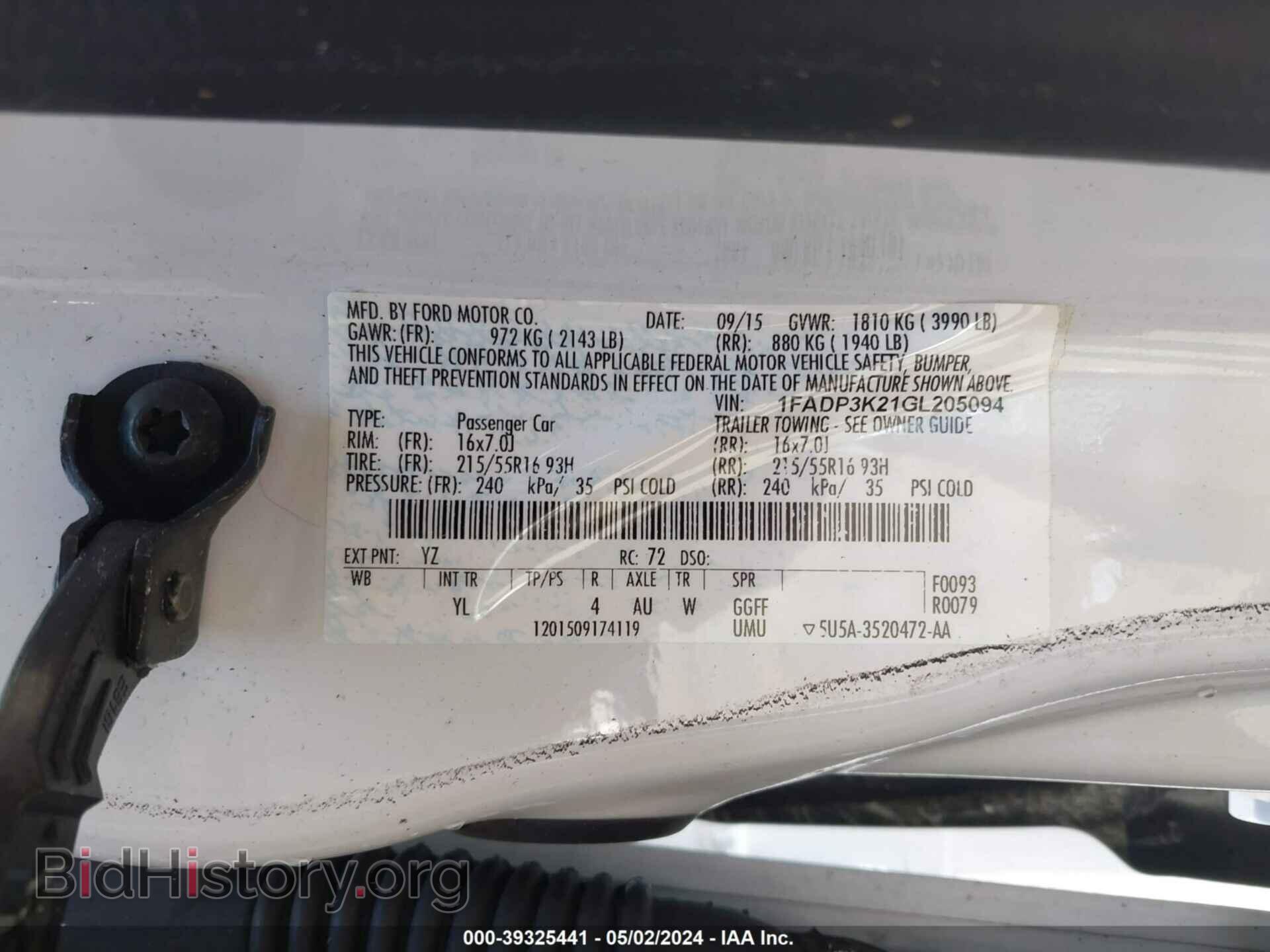 2016 FORD FOCUS - VIN: 1FADP3K21GL205094 - Фото 9