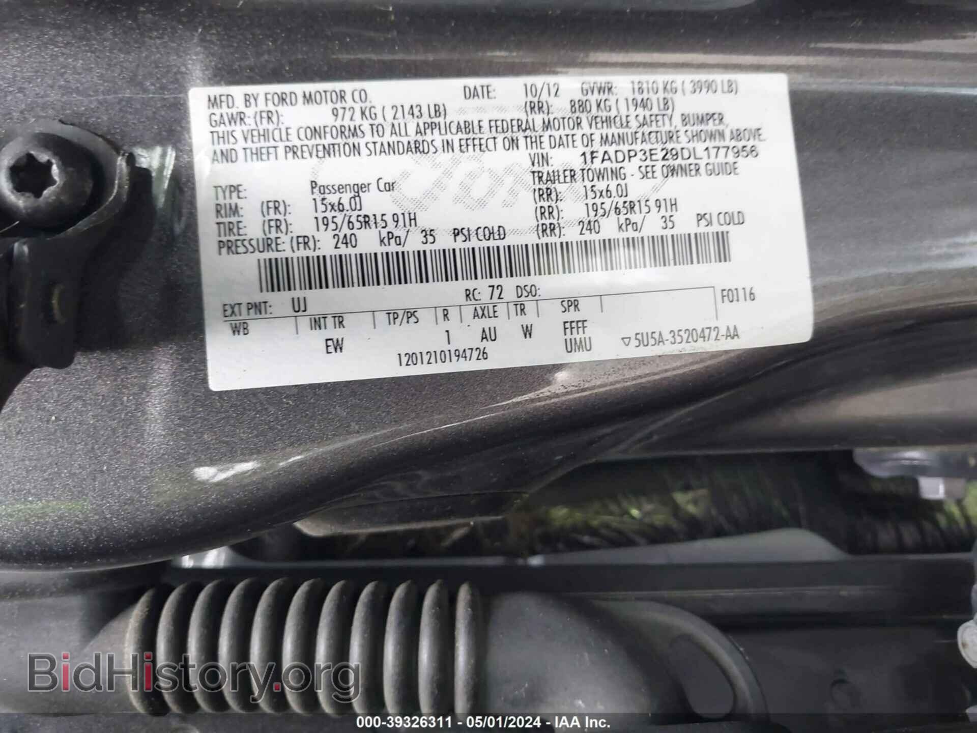 2013 FORD FOCUS - VIN: 1FADP3E29DL177956 - Фото 9