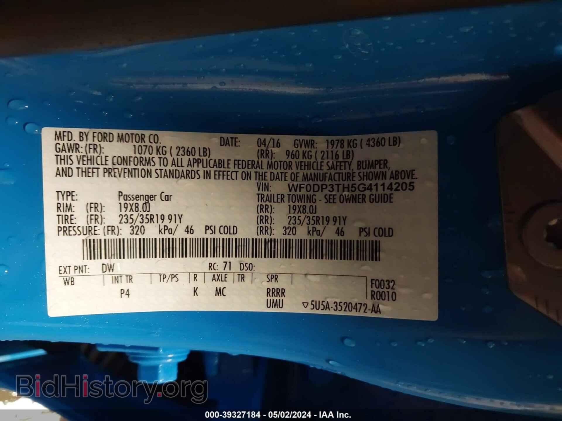 2016 FORD FOCUS RS - VIN: WF0DP3TH5G4114205 - Photo 9