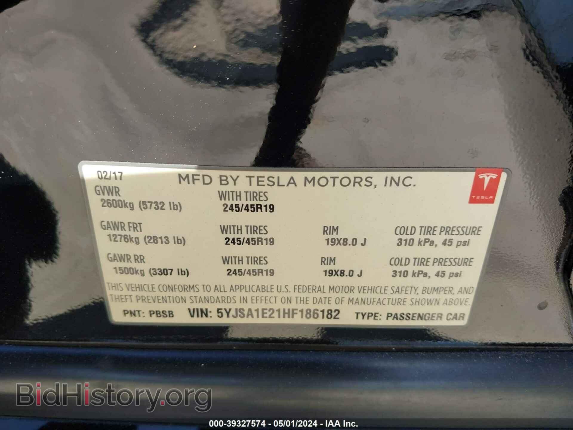 2017 TESLA MODEL S - VIN: 5YJSA1E21HF186182 - Photo 9