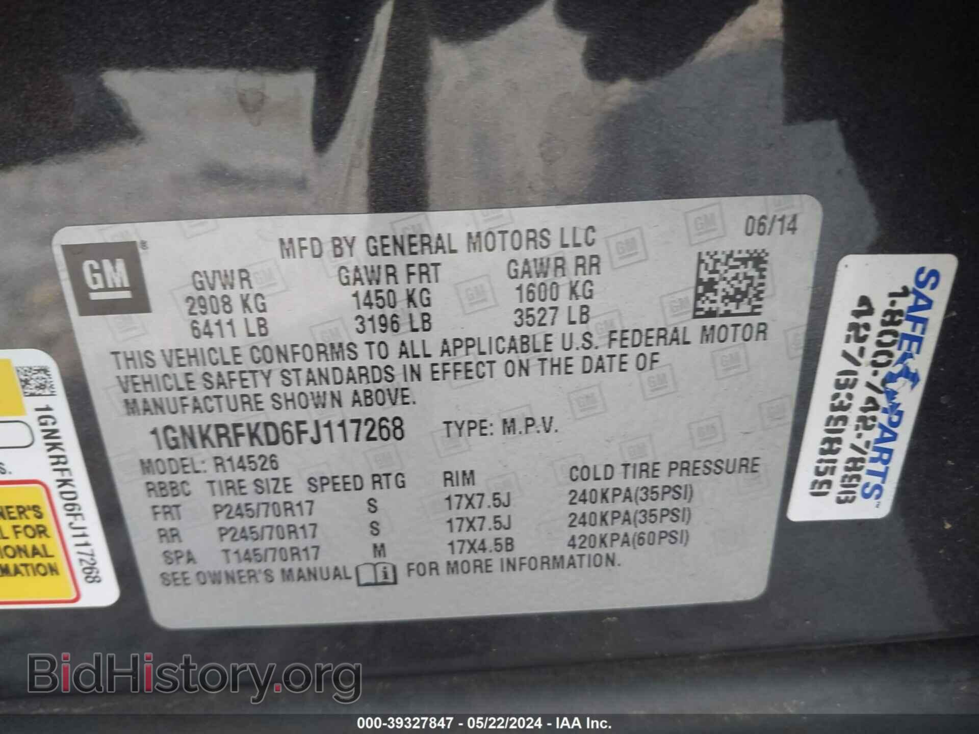 2015 CHEVROLET TRAVERSE - VIN: 1GNKRFKD6FJ117268 - Фото 9