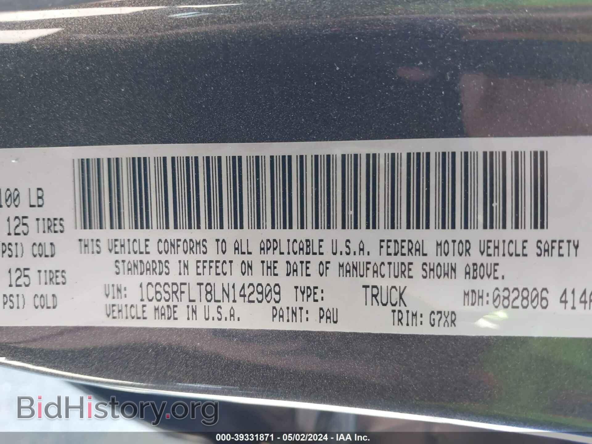 2020 RAM 1500 - VIN: 1C6SRFLT8LN142909 - Фото 9