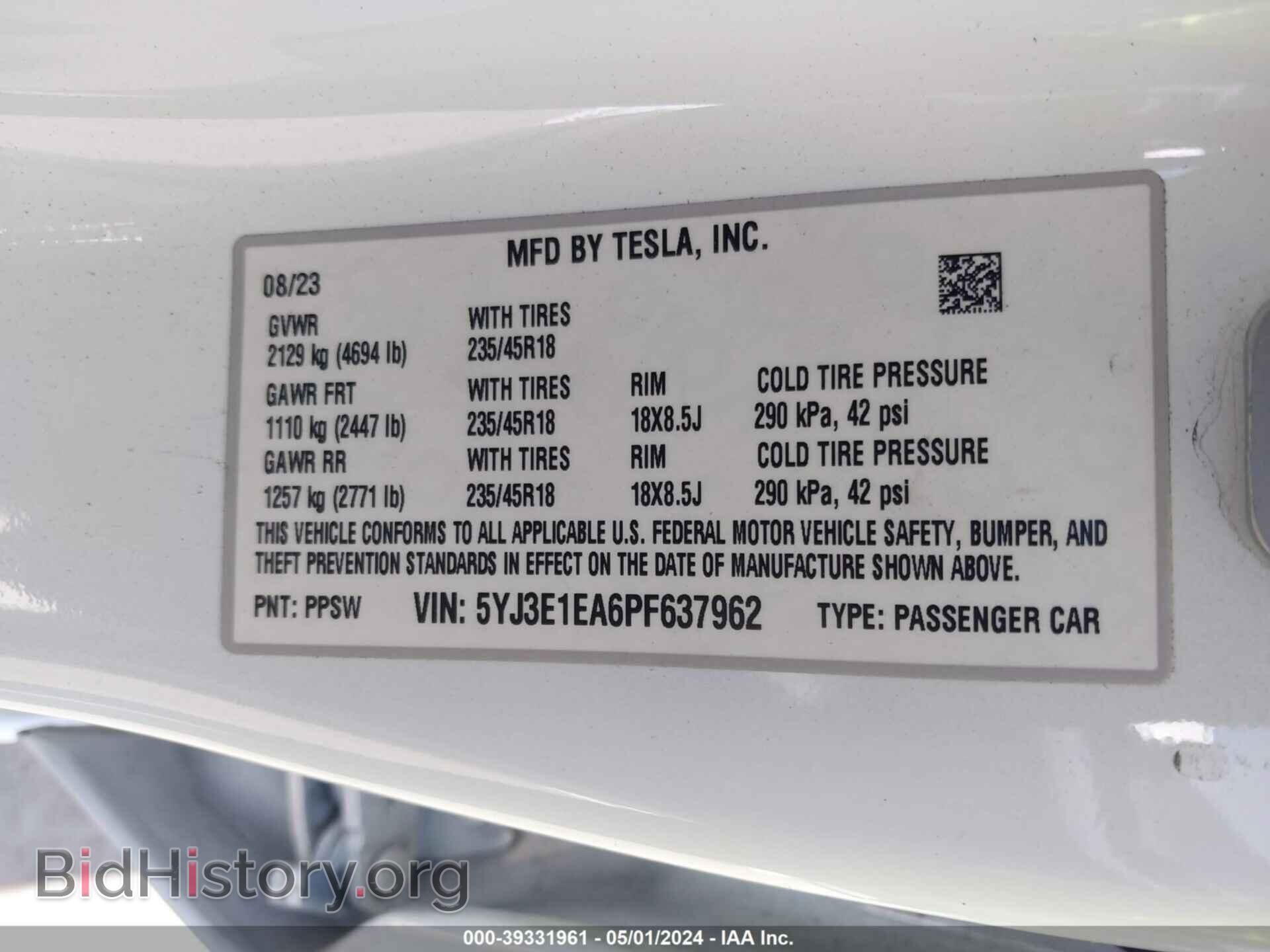 2023 TESLA MODEL 3 - VIN: 5YJ3E1EA6PF637962 - Фото 9