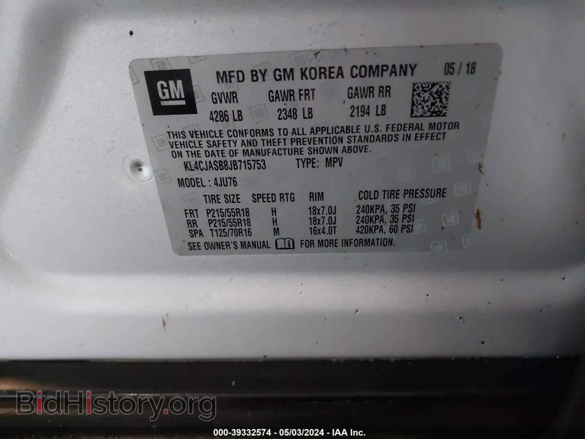 2018 BUICK ENCORE - VIN: KL4CJASB8JB715753 - Фото 9