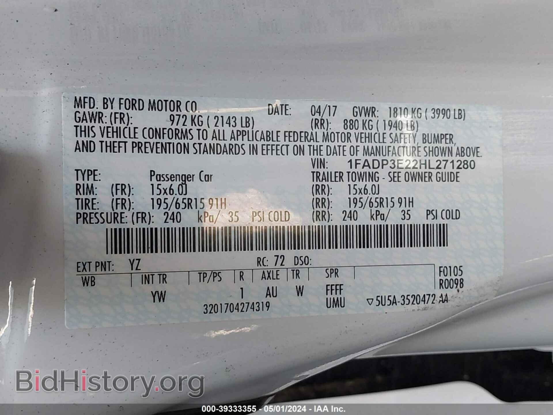 2017 FORD FOCUS - VIN: 1FADP3E22HL271280 - Photo 9