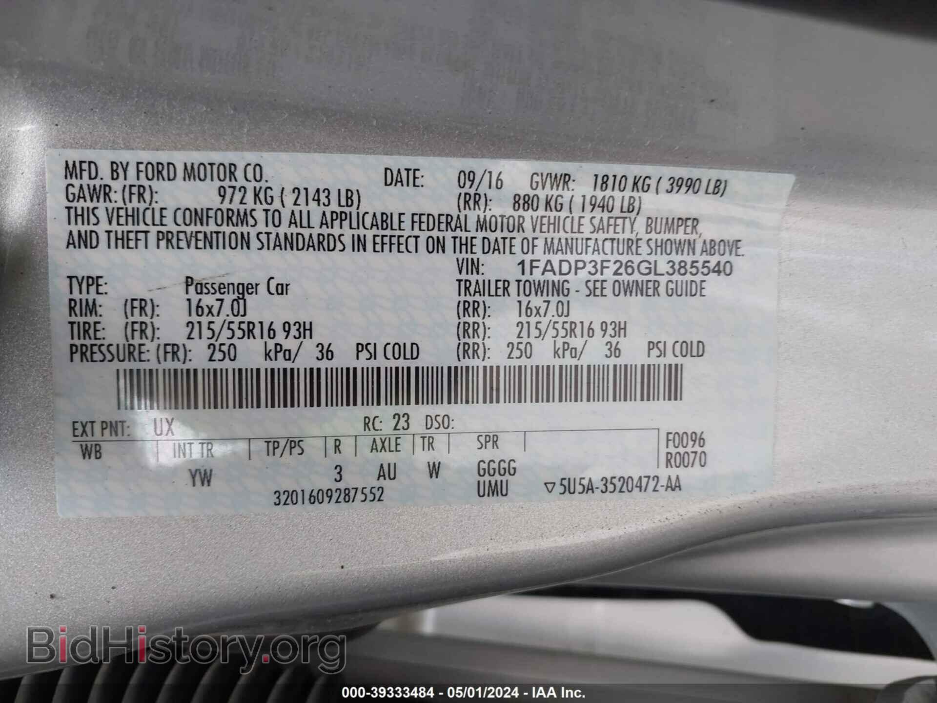 2016 FORD FOCUS - VIN: 1FADP3F26GL385540 - Фото 9