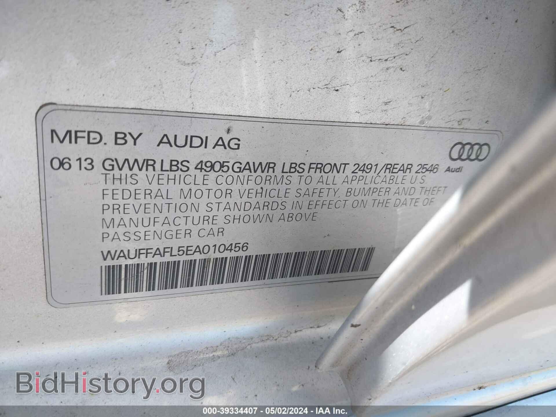 2014 AUDI A4 - VIN: WAUFFAFL5EA010456 - Фото 9