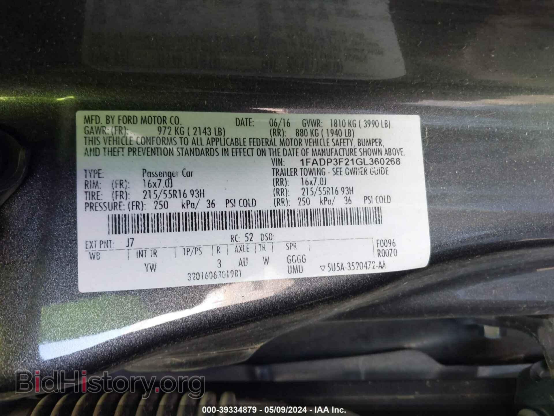 2016 FORD FOCUS - VIN: 1FADP3F21GL360268 - Фото 9