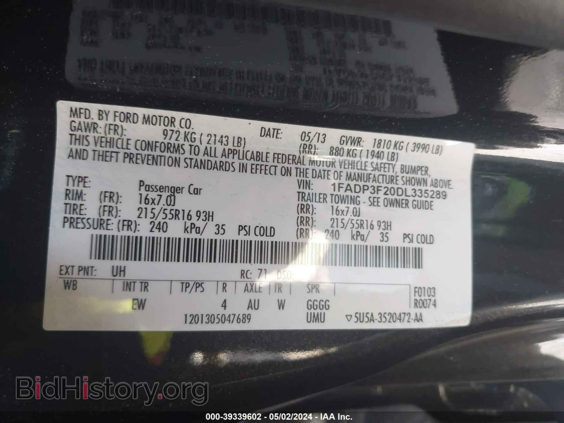 2013 FORD FOCUS - VIN: 1FADP3F20DL335289 - Photo 9