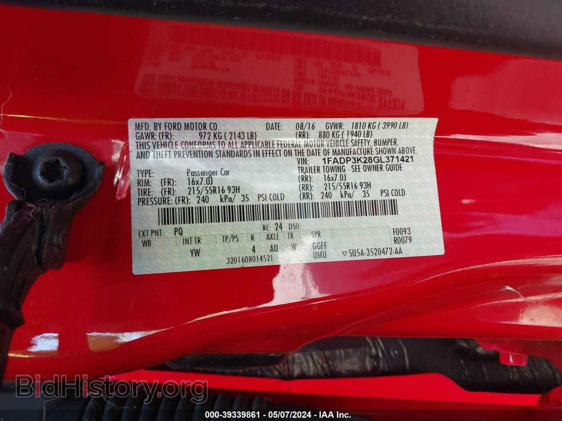 2016 FORD FOCUS - VIN: 1FADP3K28GL371421 - Фото 9