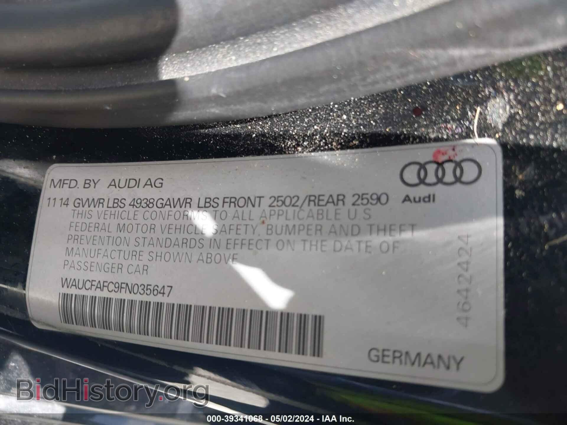 2015 AUDI A6 - VIN: WAUCFAFC9FN035647 - Фото 9