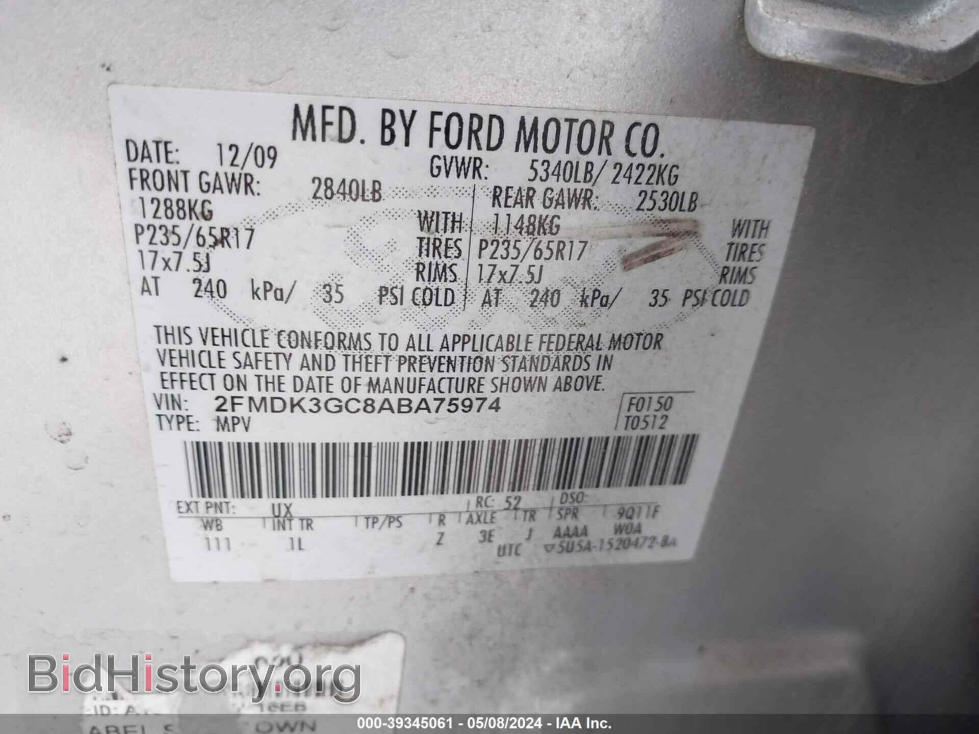 2010 FORD EDGE - VIN: 2FMDK3GC8ABA75974 - Photo 9