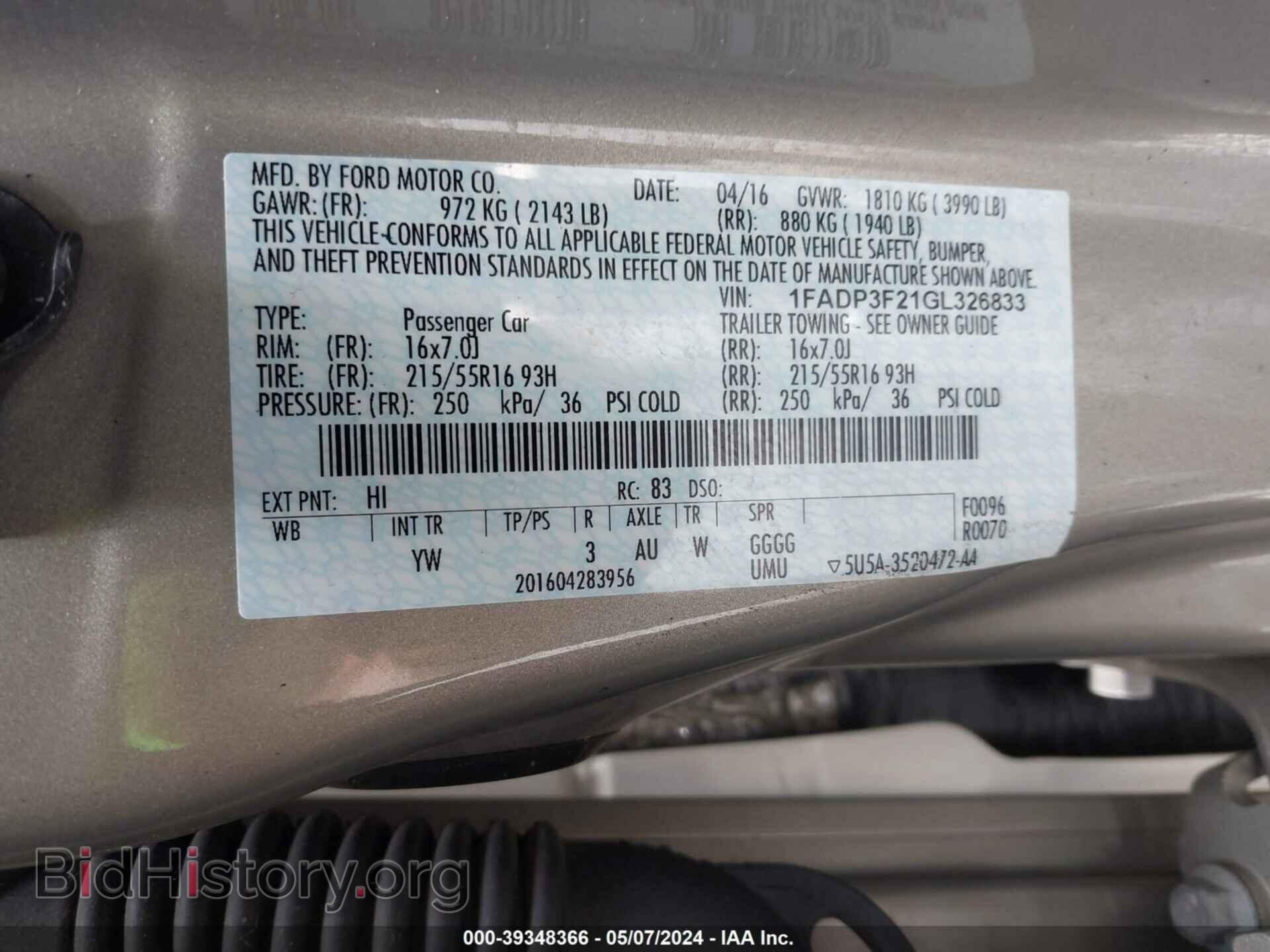 2016 FORD FOCUS - VIN: 1FADP3F21GL326833 - Фото 9