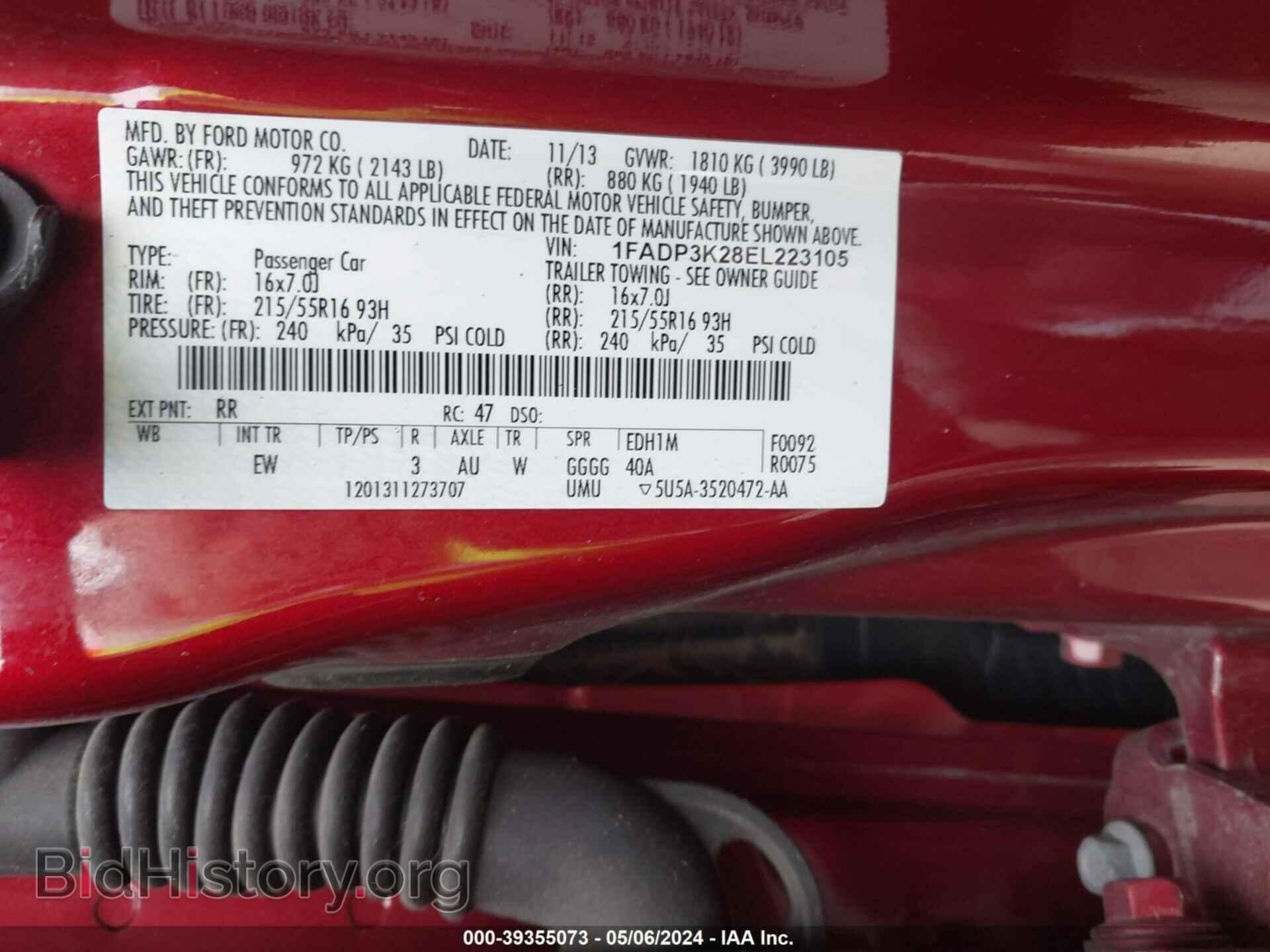2014 FORD FOCUS - VIN: 1FADP3K28EL223105 - Фото 9