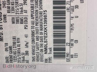 2019 Ford TRANSIT CONNECT XL — VIN NM0LS7E2XK1399875, IAAI