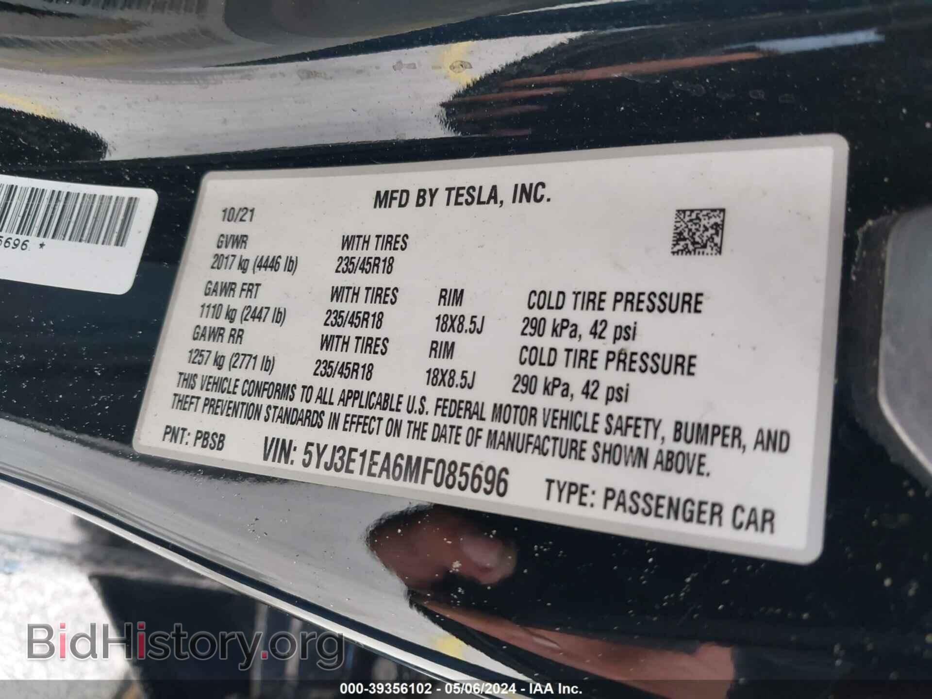 2021 TESLA MODEL 3 - VIN: 5YJ3E1EA6MF085696 - Photo 9