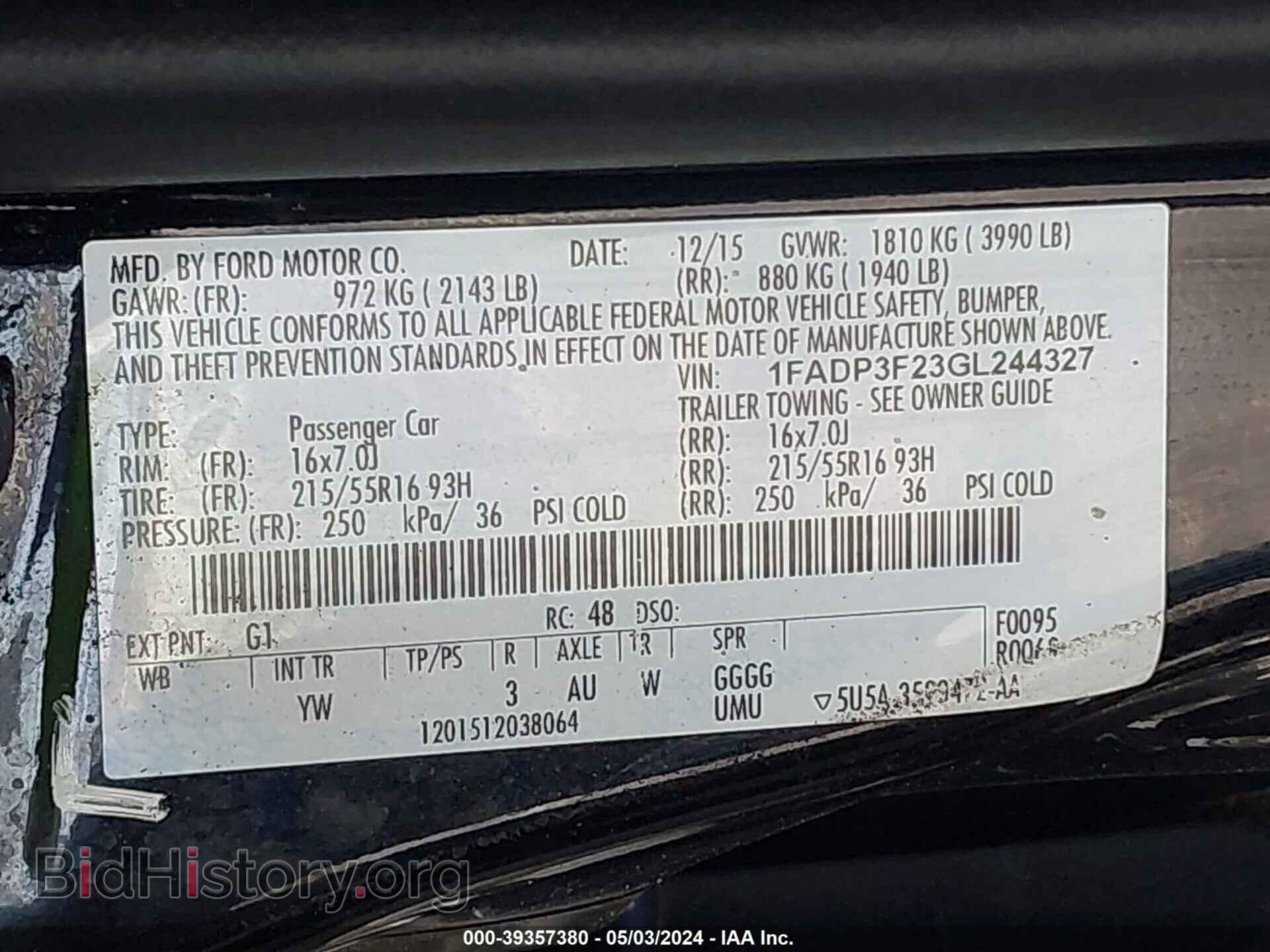 2016 FORD FOCUS - VIN: 1FADP3F23GL244327 - Photo 9