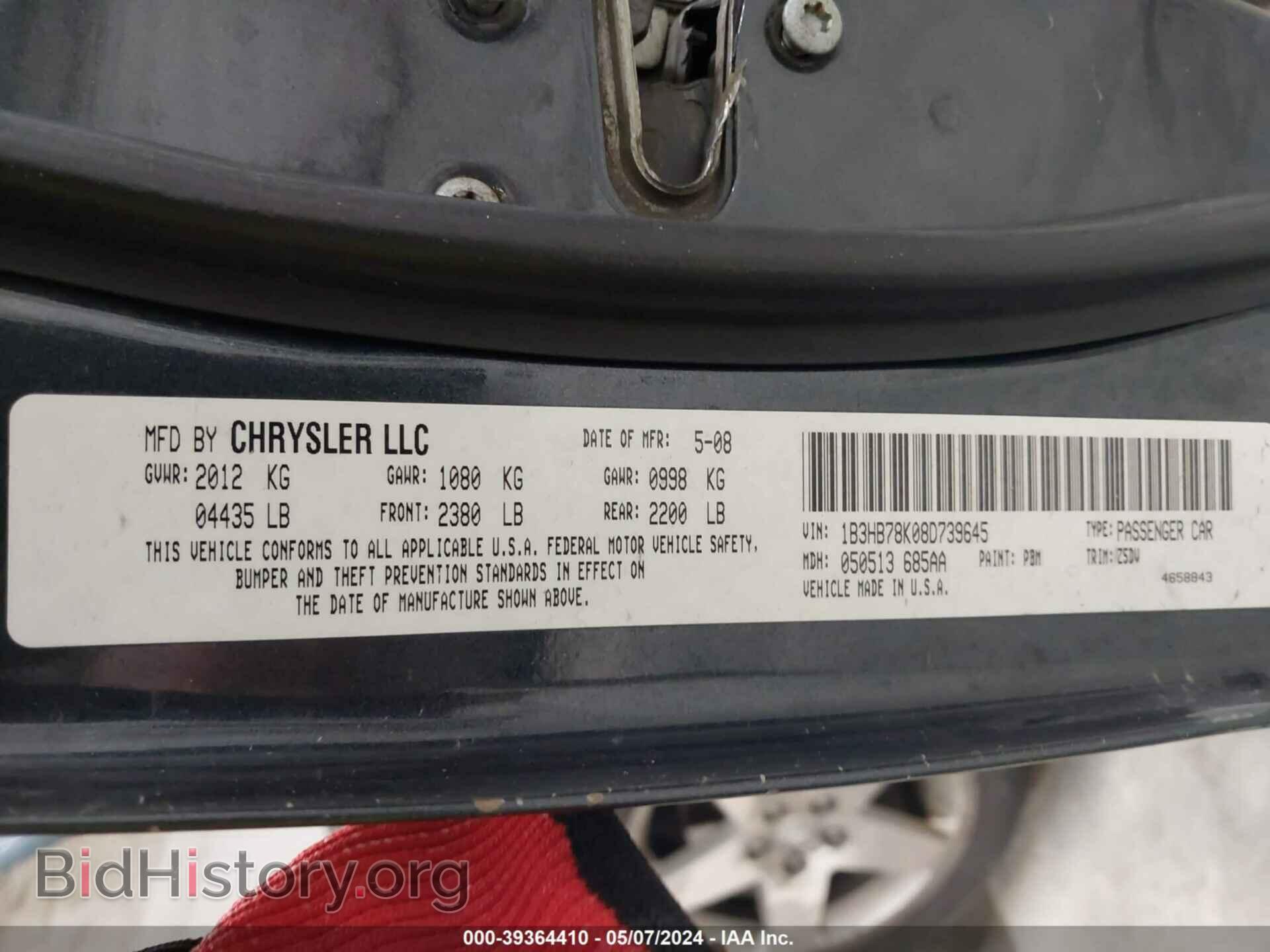 2008 DODGE CALIBER - VIN: 1B3HB78K08D739645 - Photo 9