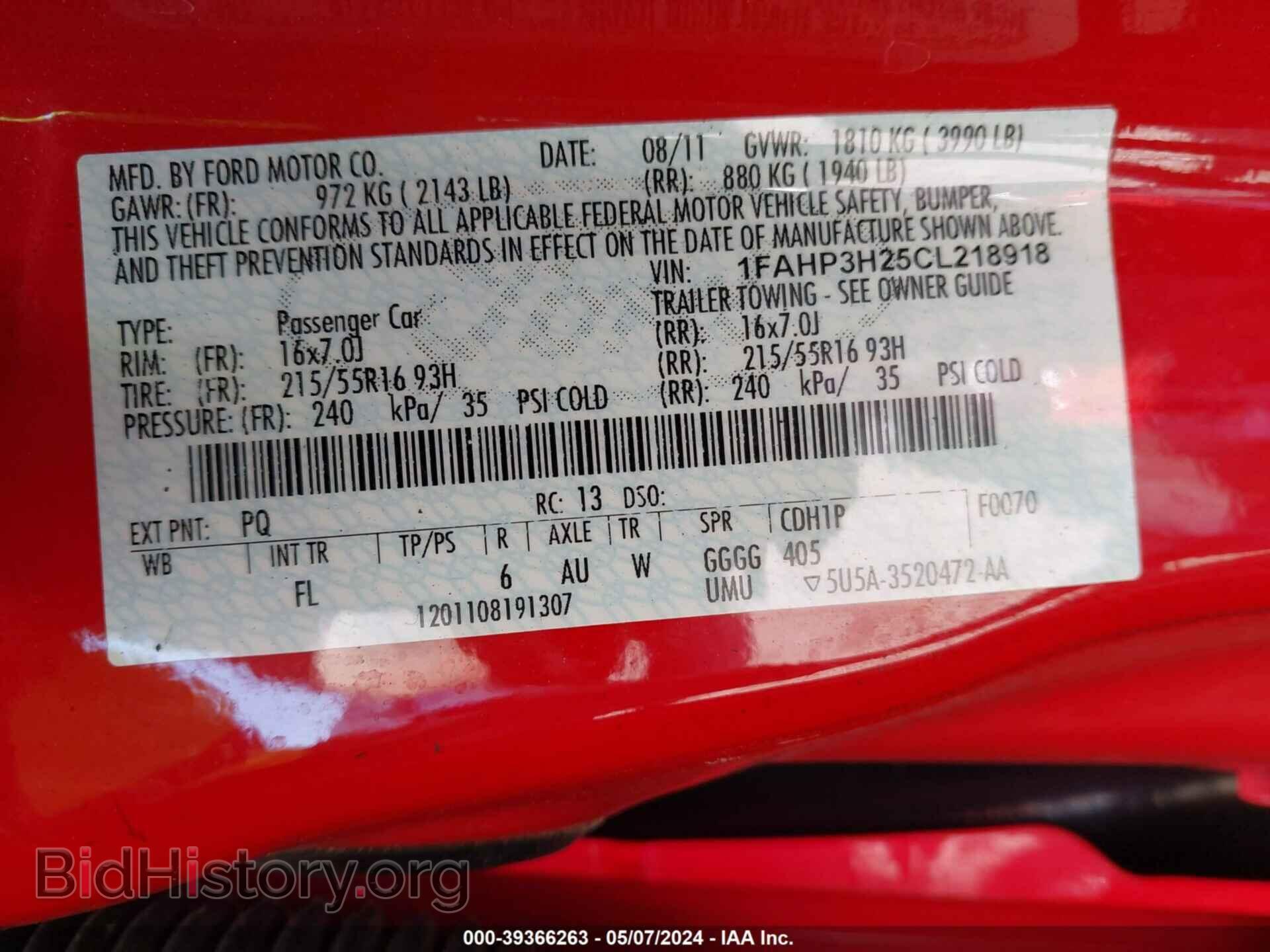 2012 FORD FOCUS - VIN: 1FAHP3H25CL218918 - Фото 9