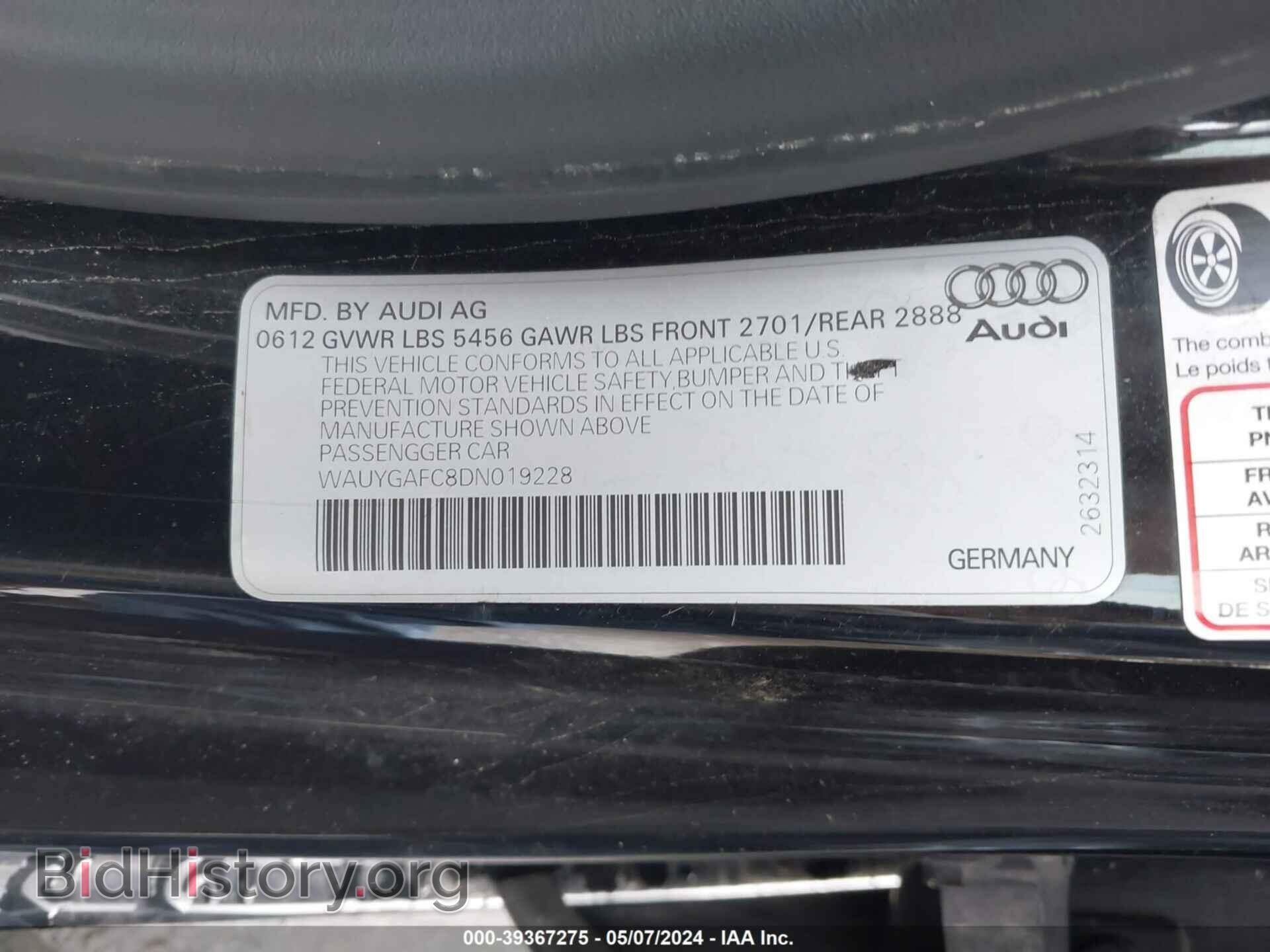2013 AUDI A7 - VIN: WAUYGAFC8DN019228 - Фото 9
