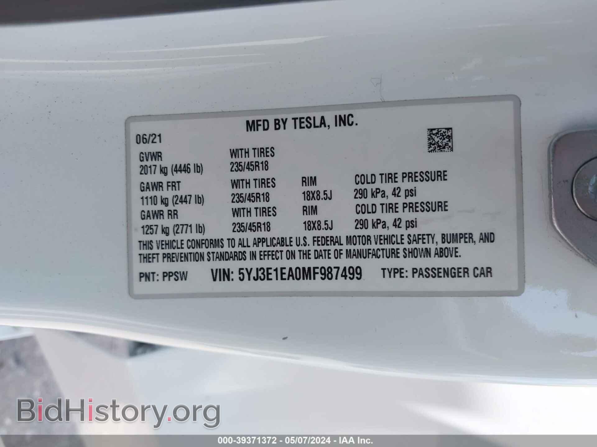 2021 TESLA MODEL 3 - VIN: 5YJ3E1EA0MF987499 - Photo 9