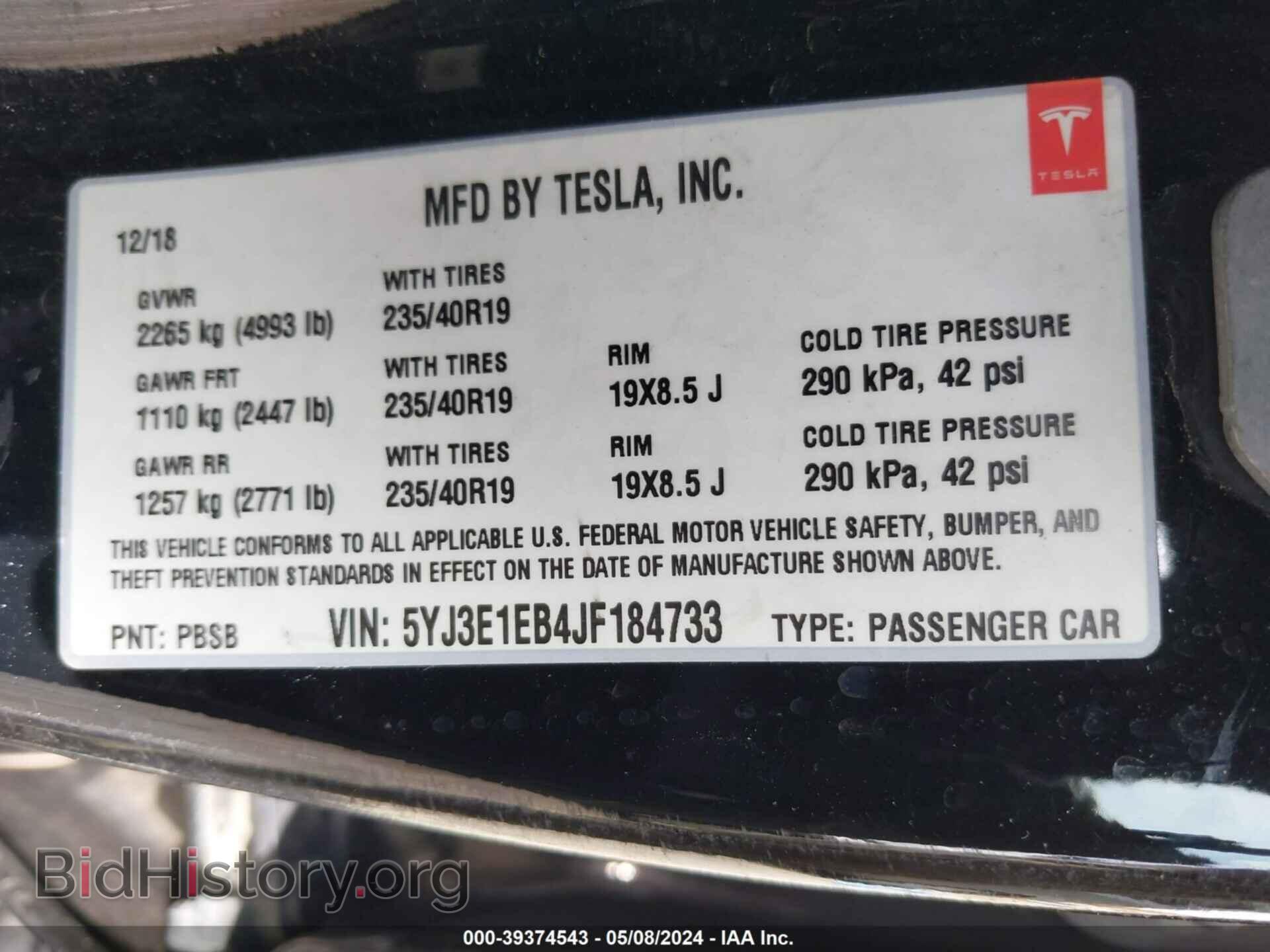 2018 TESLA MODEL 3 - VIN: 5YJ3E1EB4JF184733 - Photo 9