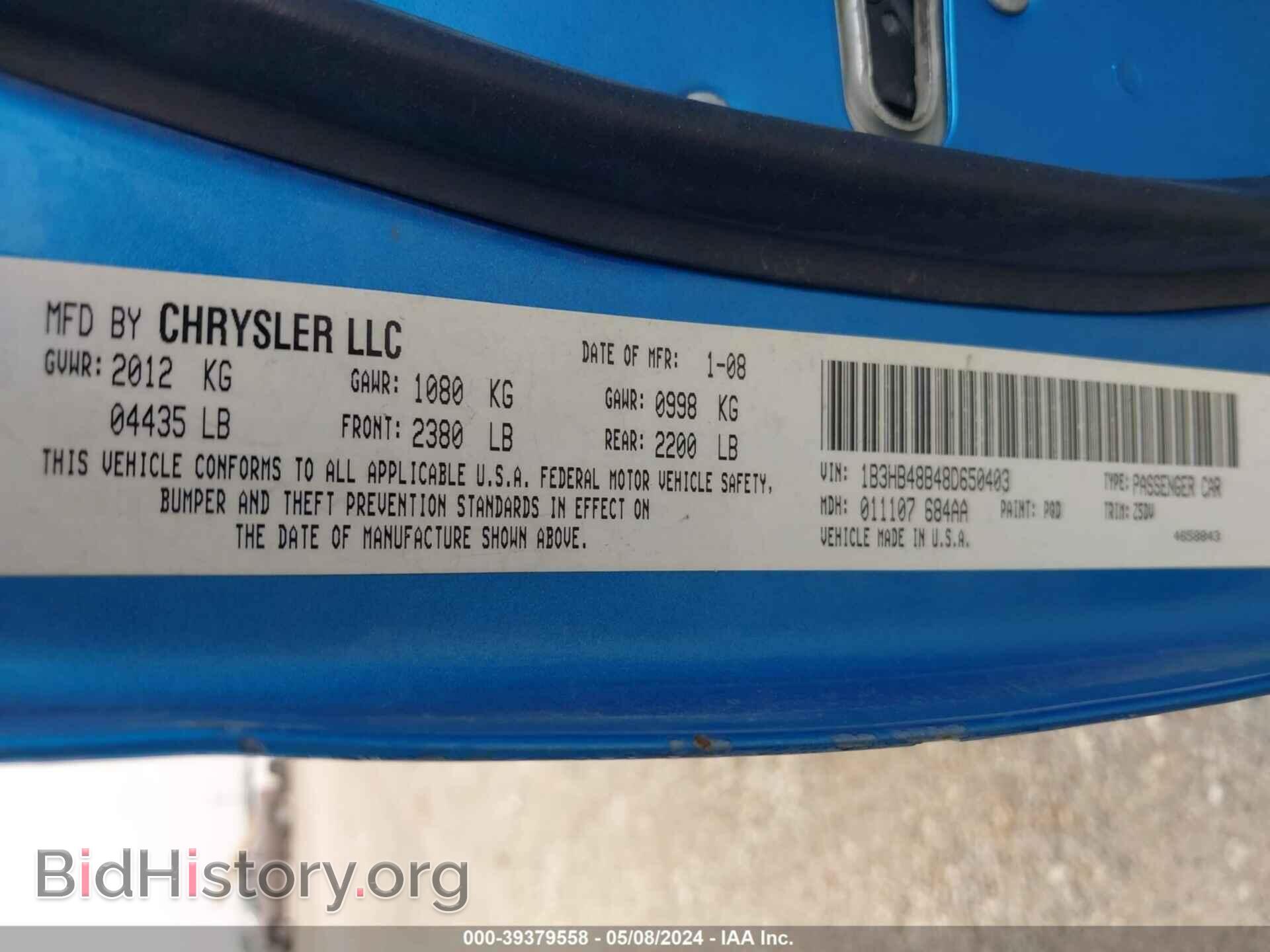 2008 DODGE CALIBER - VIN: 1B3HB48B48D650403 - Photo 9