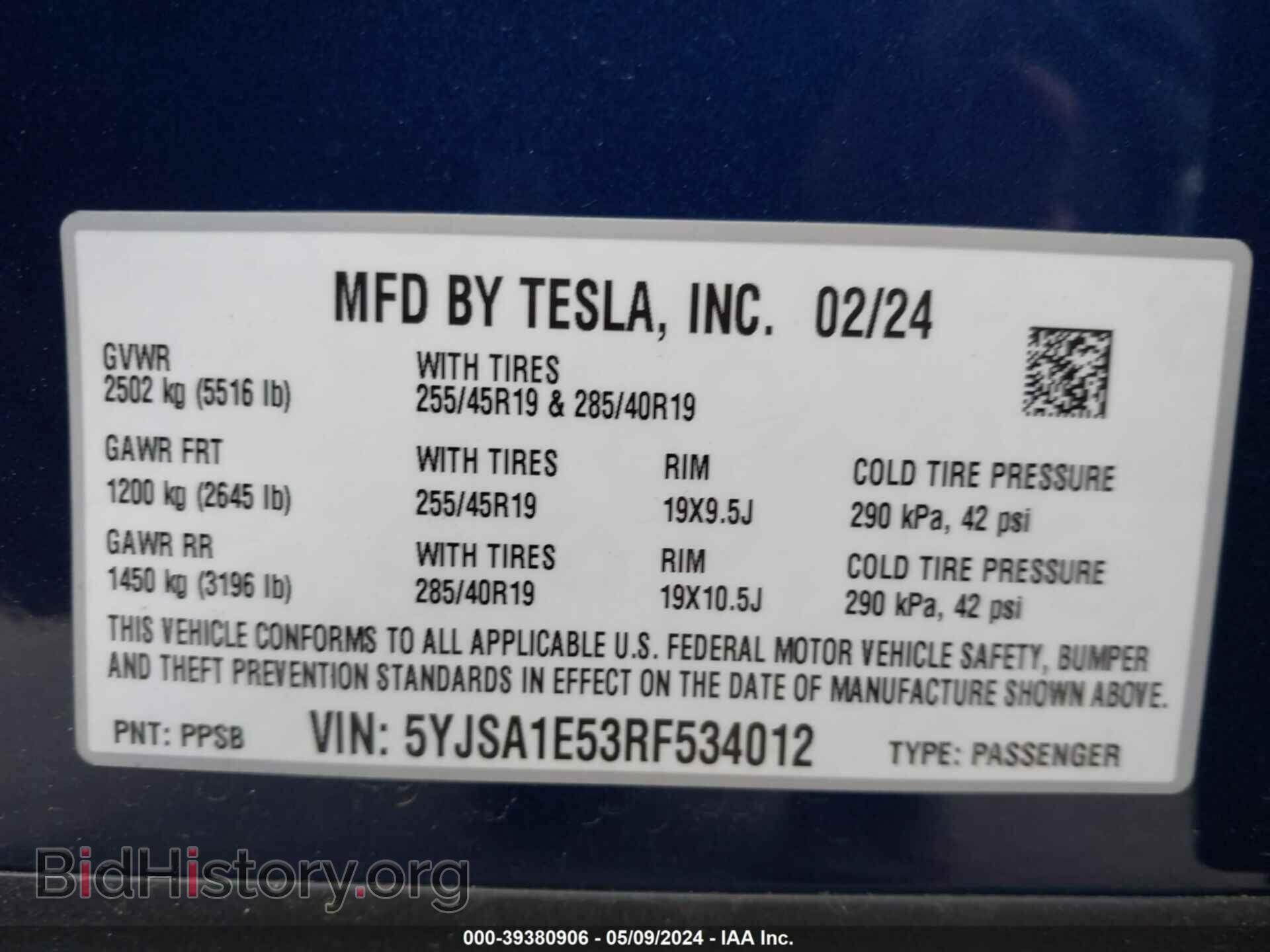 2024 TESLA MODEL S - VIN: 5YJSA1E53RF534012 - Photo 9