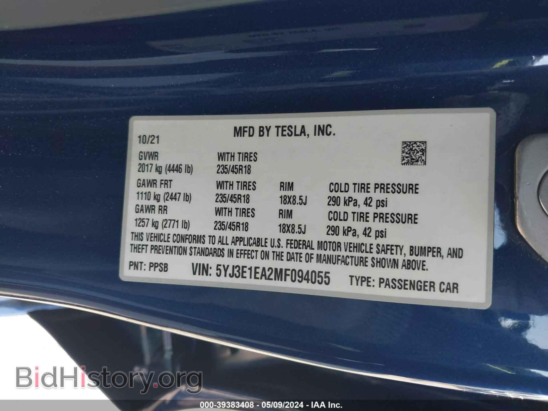 2021 TESLA MODEL 3 - VIN: 5YJ3E1EA2MF094055 - Фото 9