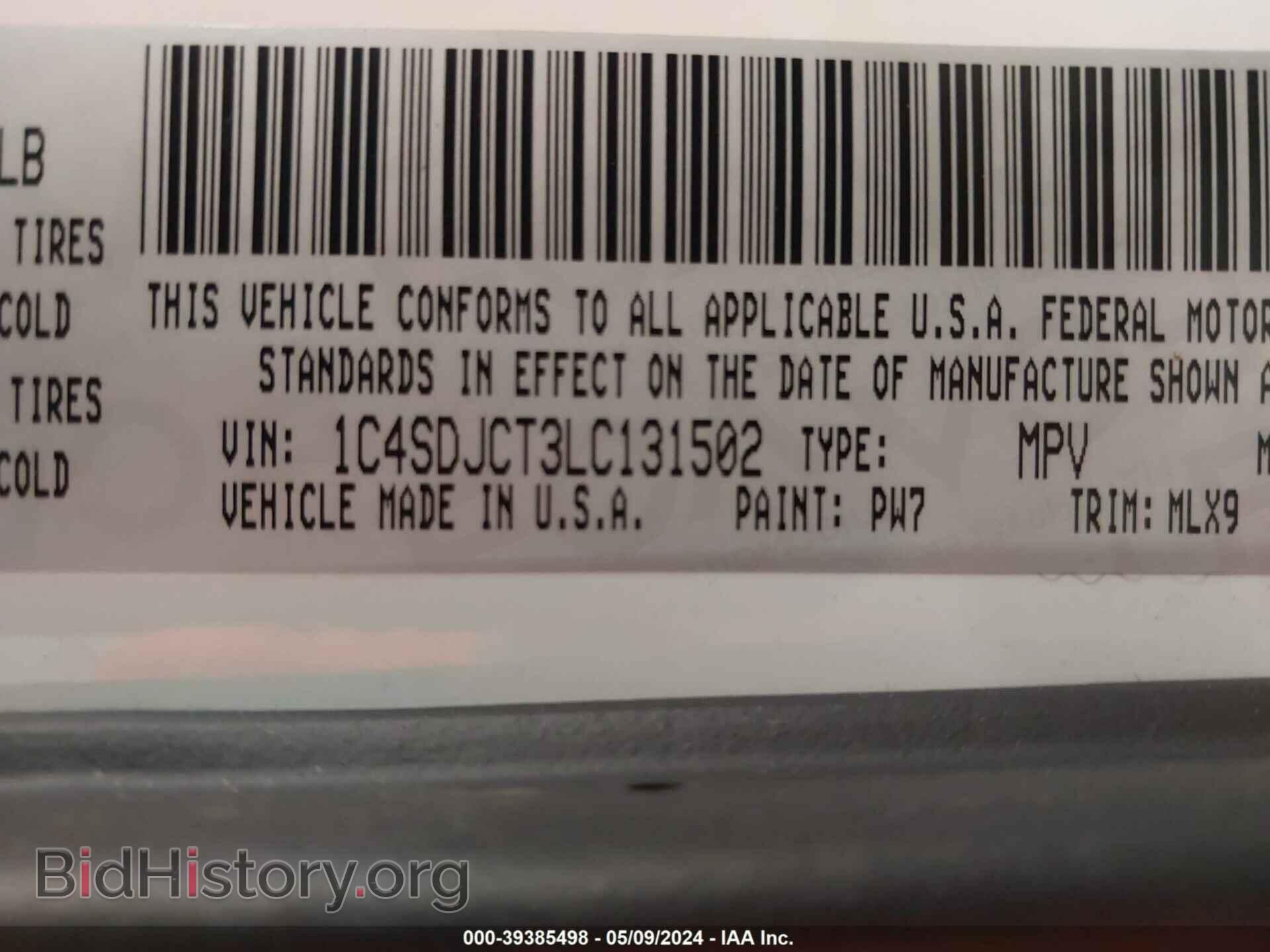 2020 DODGE DURANGO - VIN: 1C4SDJCT3LC131502 - Photo 9