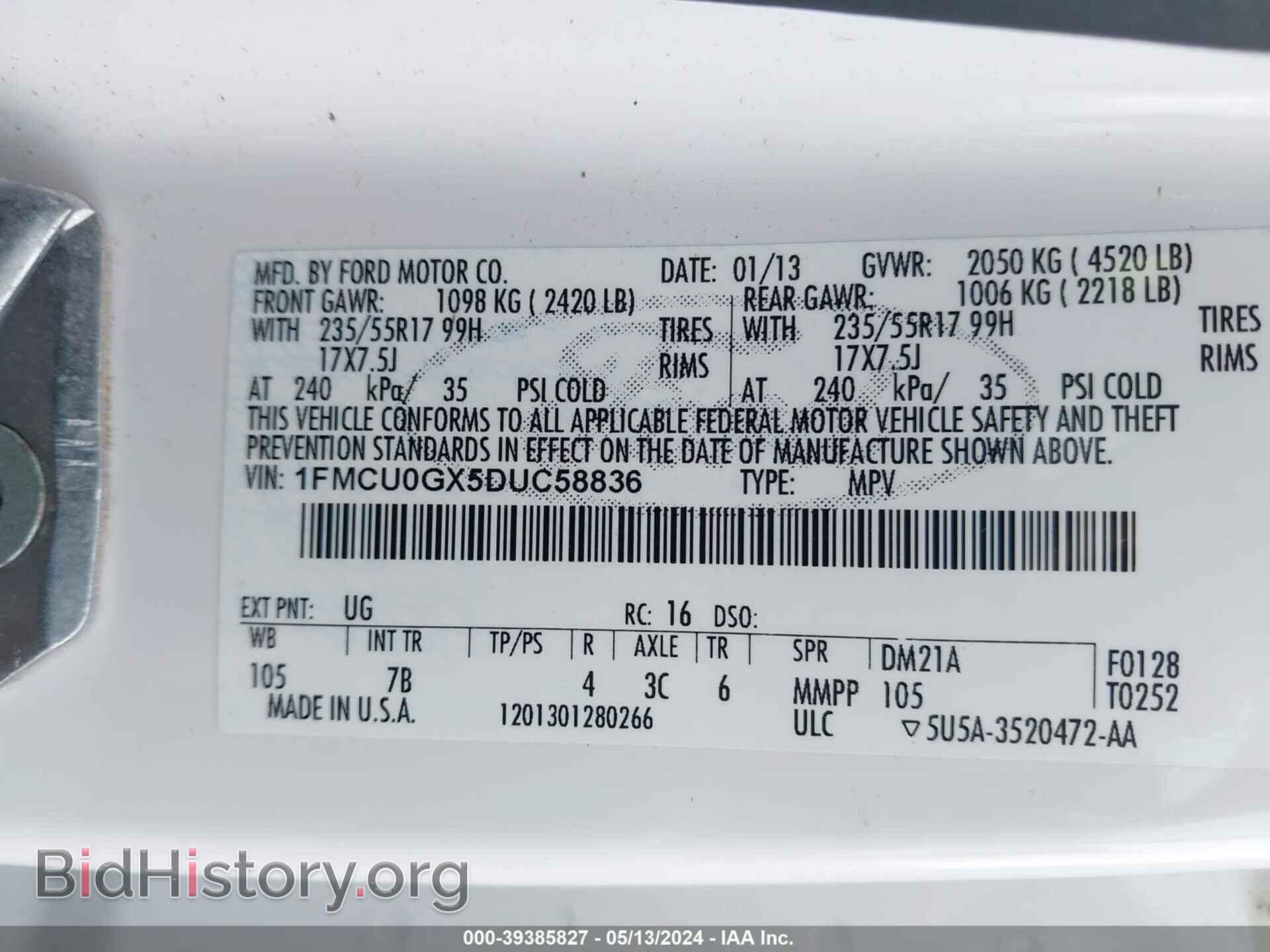 2013 FORD ESCAPE - VIN: 1FMCU0GX5DUC58836 - Photo 9