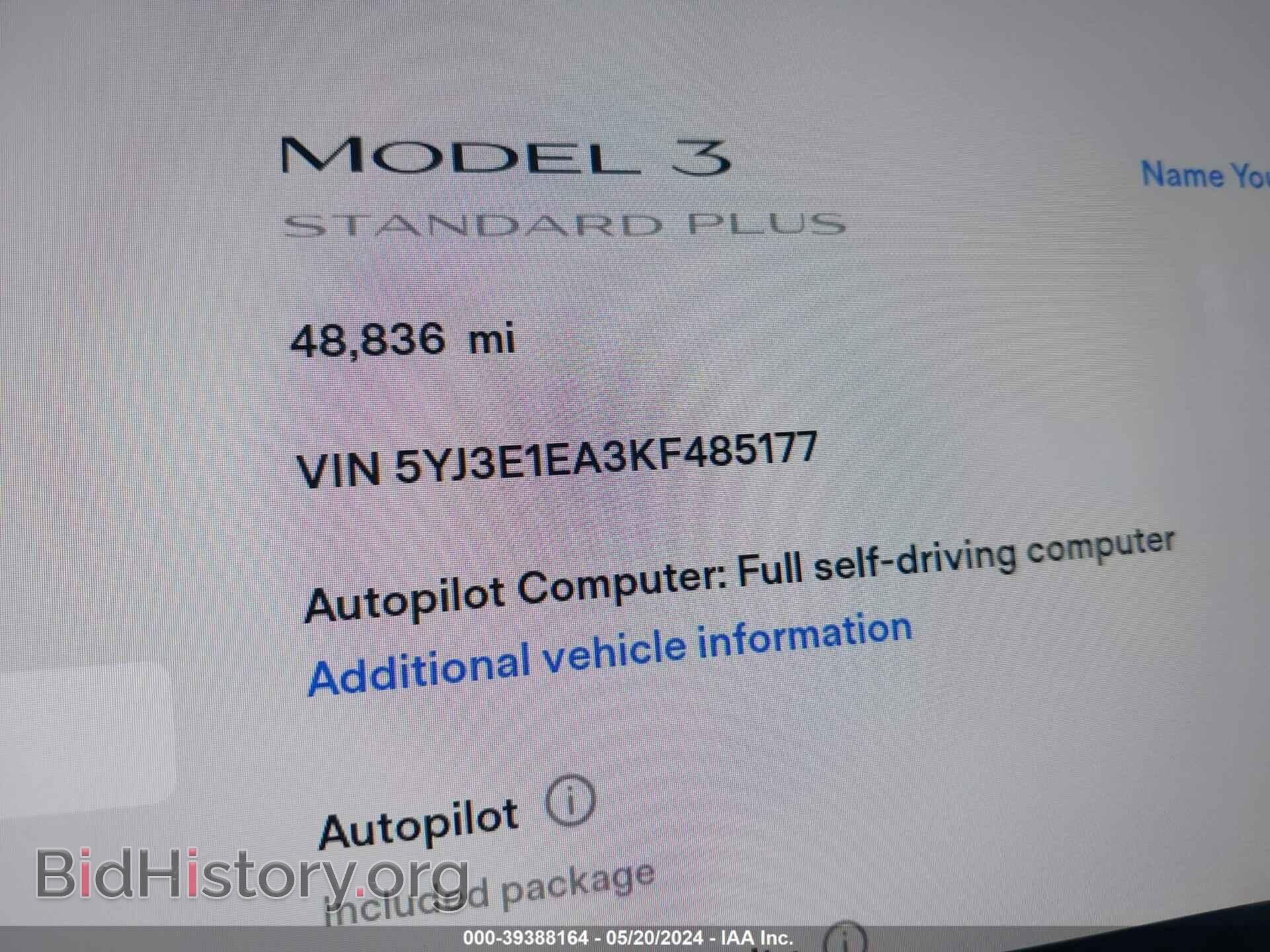 2019 TESLA MODEL 3 - VIN: 5YJ3E1EA3KF485177 - Фото 16
