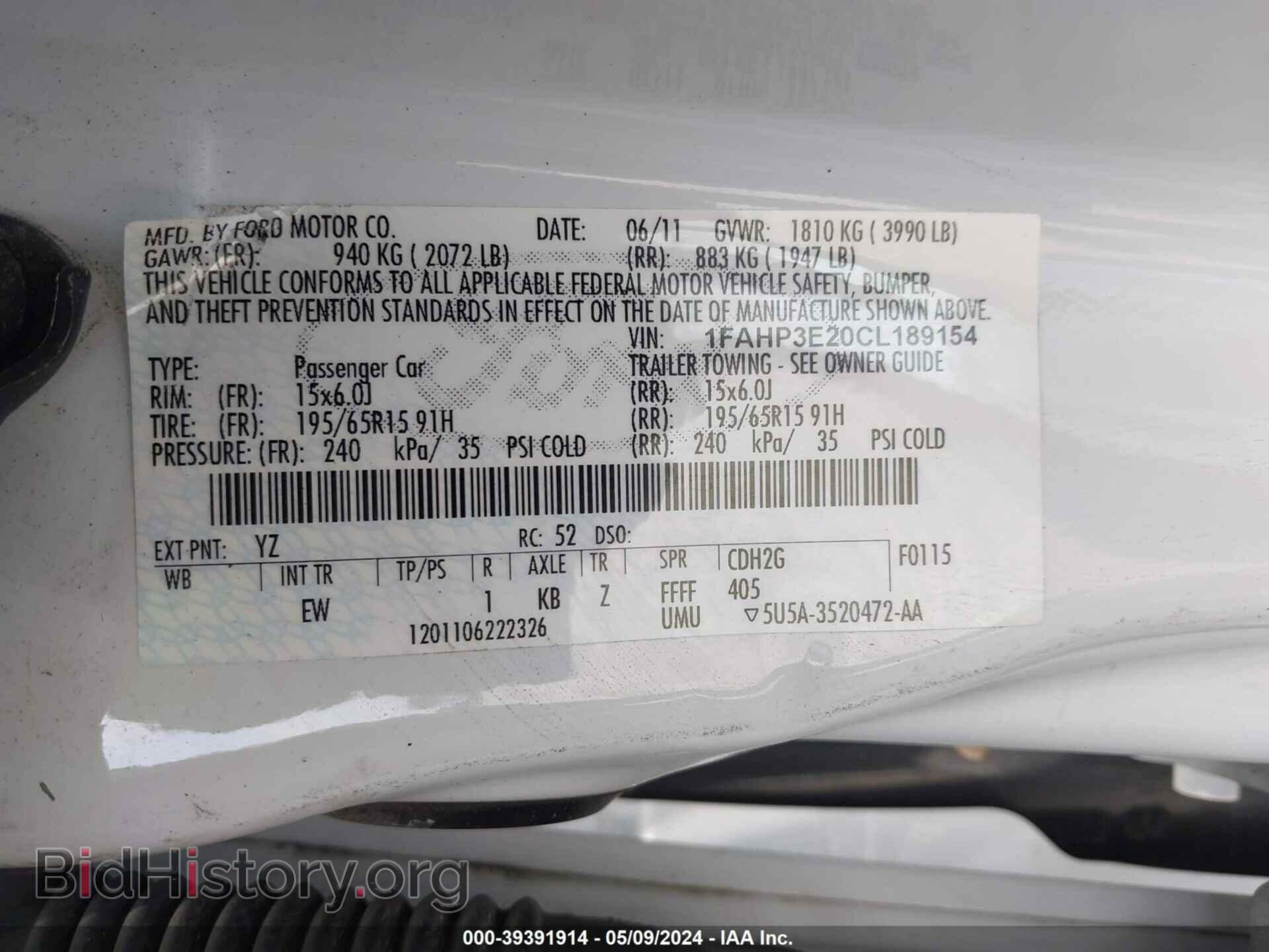 2012 FORD FOCUS - VIN: 1FAHP3E20CL189154 - Photo 9