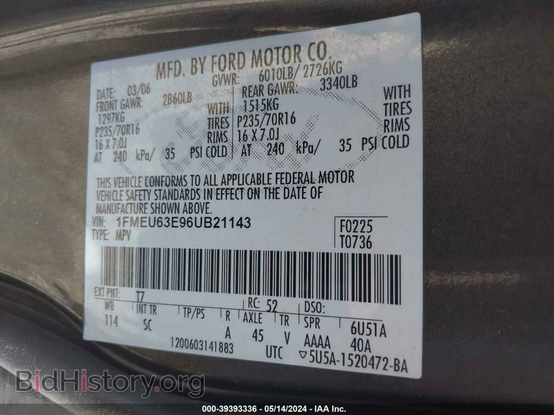 2006 FORD EXPLORER - VIN: 1FMEU63E96UB21143 - Фото 9