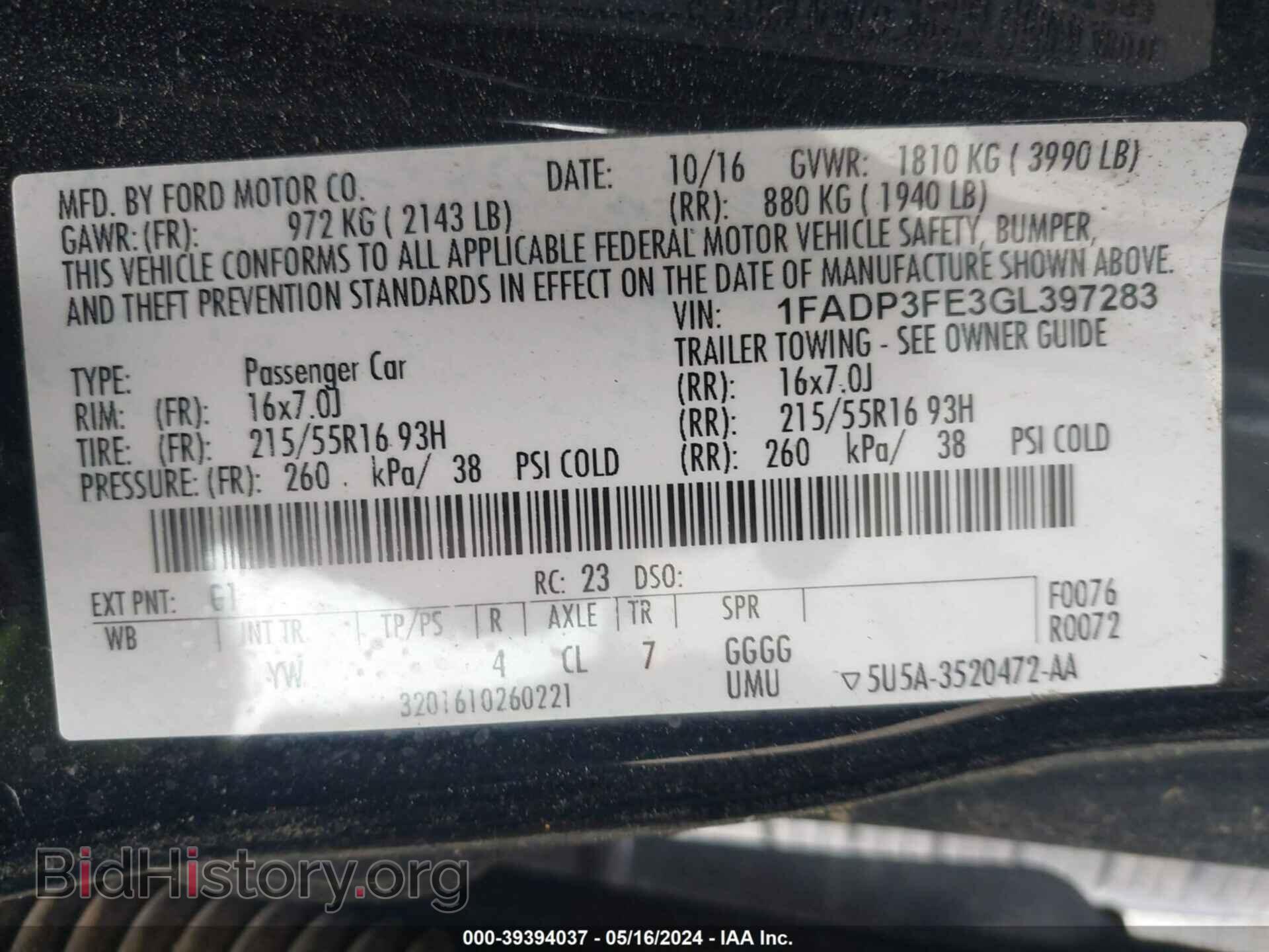 2016 FORD FOCUS - VIN: 1FADP3FE3GL397283 - Photo 9
