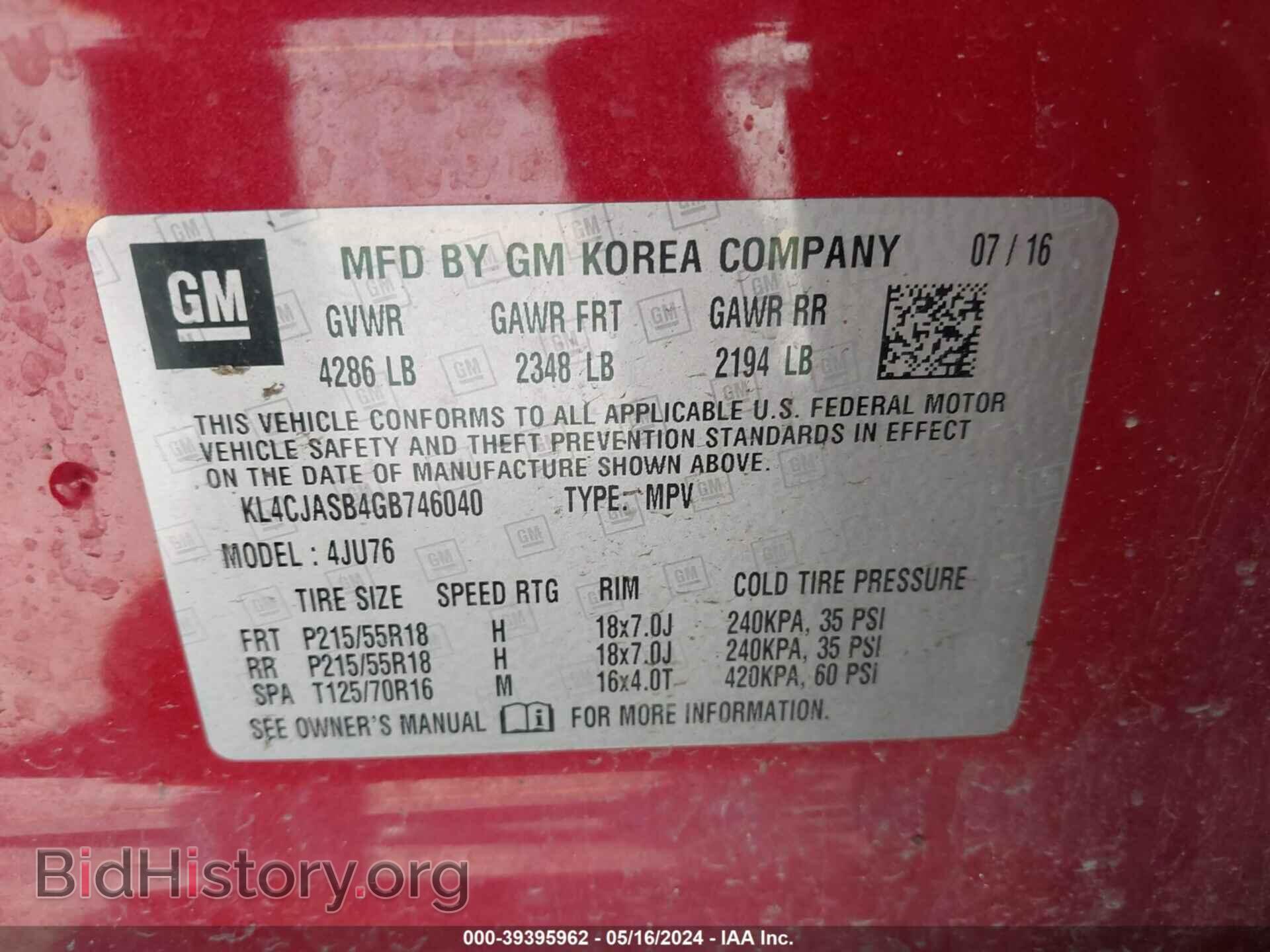 2016 BUICK ENCORE - VIN: KL4CJASB4GB746040 - Photo 9