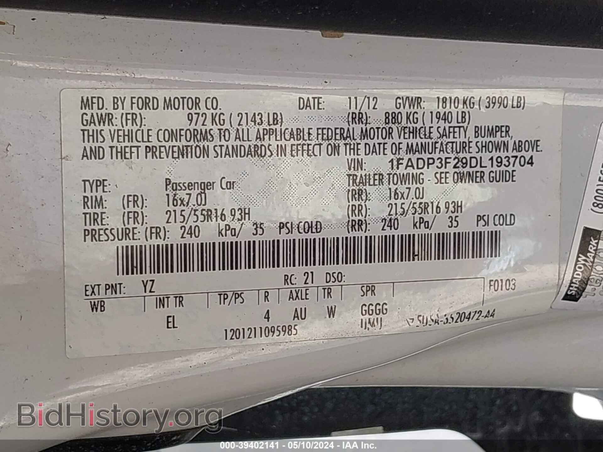 2013 FORD FOCUS - VIN: 1FADP3F29DL193704 - Фото 9
